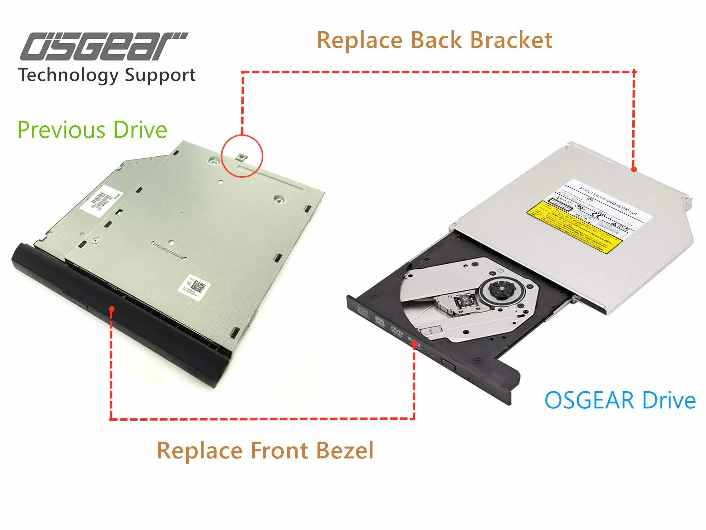 OSGEAR wewnętrzny 9,5 mm smukły SATA 8x DVDRW CD DVD RW Rom nagrywarka nagrywarka laptop PC taca Mac ładowanie urządzenie napędu optycznego