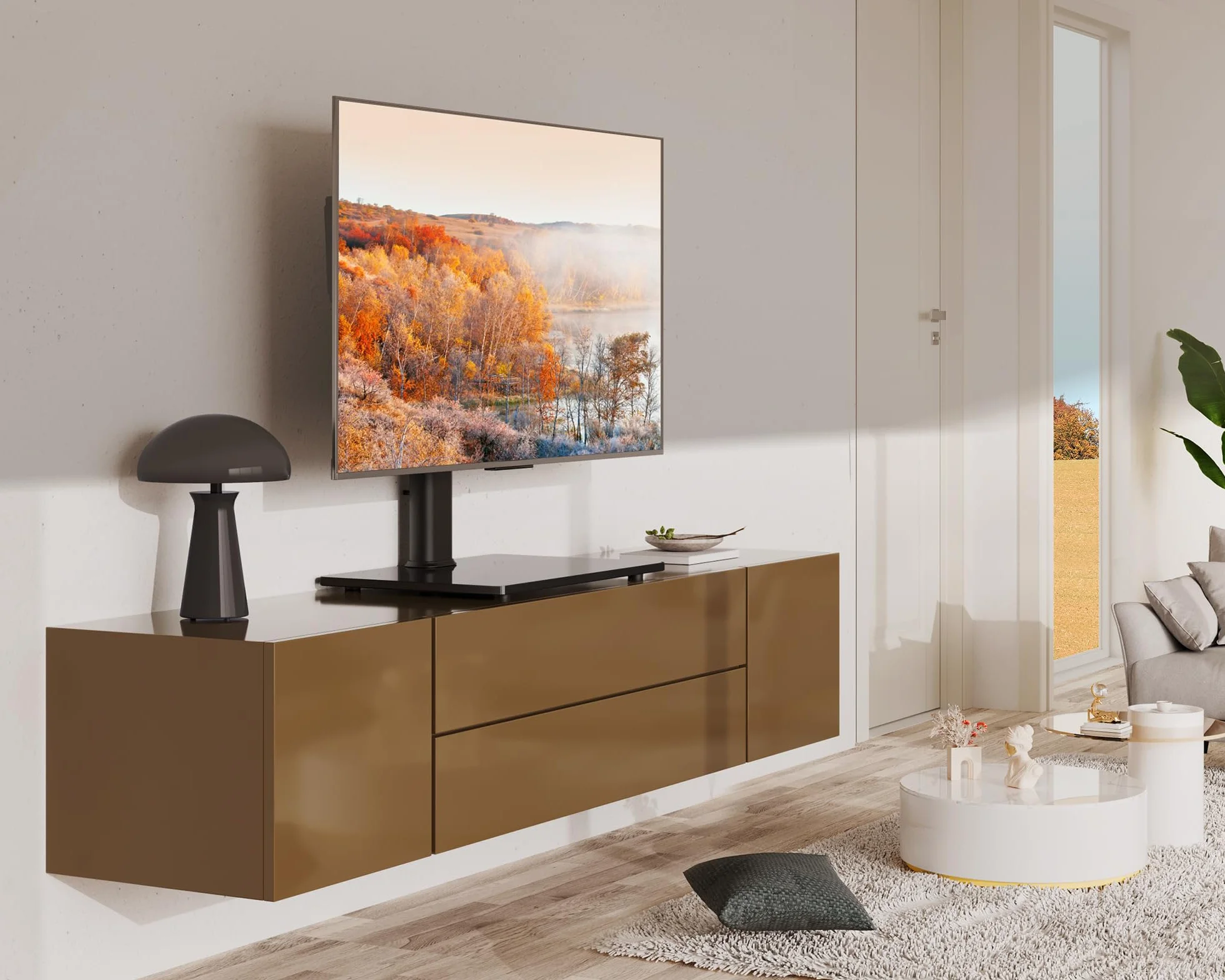 FITUEYES Uchwyt TV na stojaku TV do monitora od 32 do 65 cali Regulowana wysokość obrotowa ±40° Stojak TV Maksymalne obciążenie 40KG Max VESA 400x600 mm
