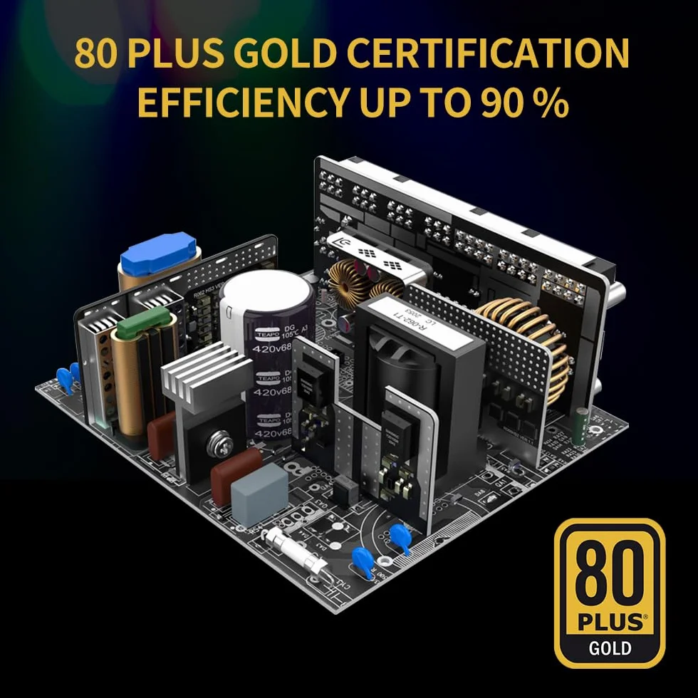 LC-POWER 1000 W PC zasilacze sieciowe Super Silent Modular seria w pełni modułowe zarządzanie kablami 80Plus Gold, LC1000M