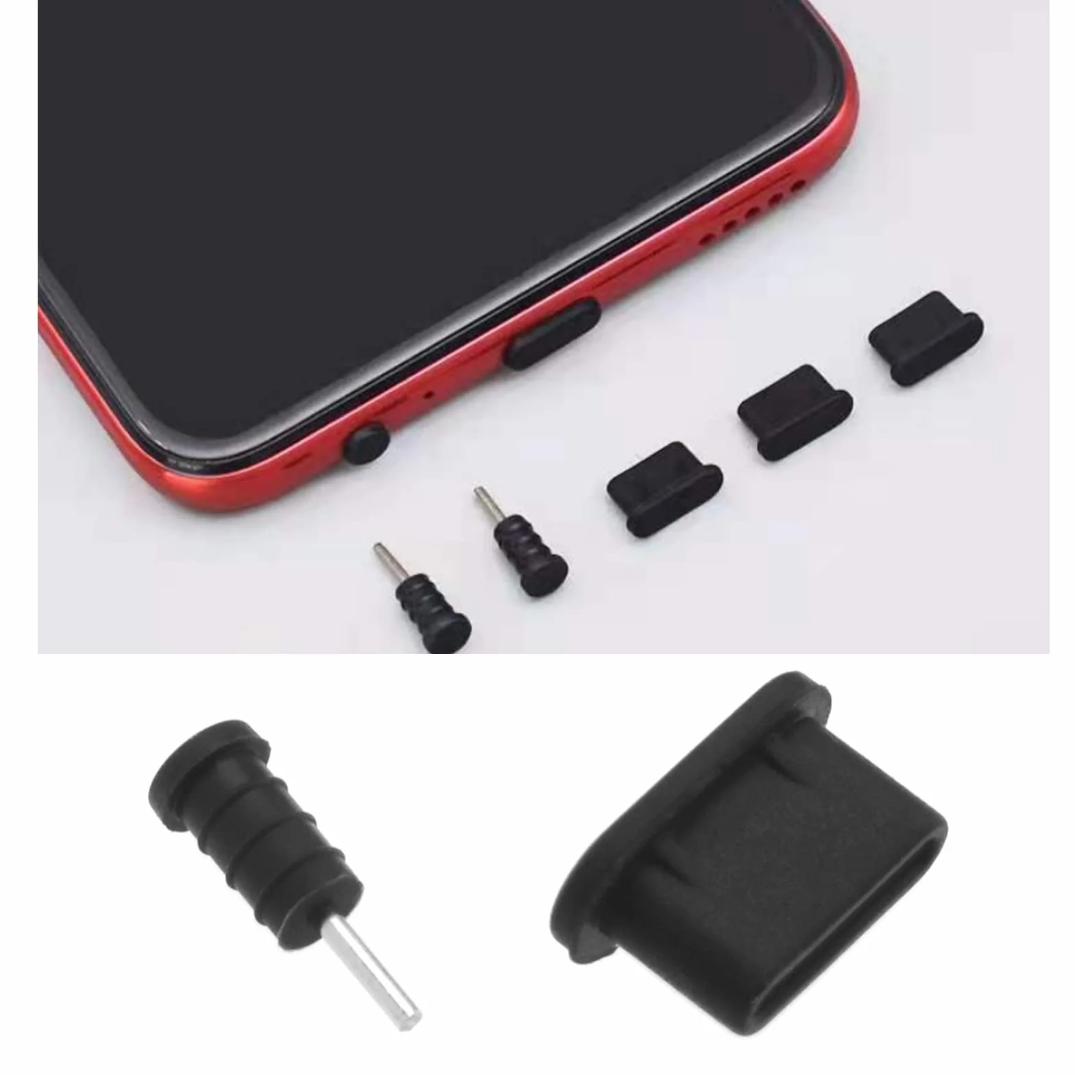 OTOTEC Zestaw 10 osłon wtykowych portów USB, osłona kabla USB C, osłona ochronna portu USB + zatyczki przeciwpyłowe USB C + ochraniacze przeciwpyłowe do gniazda słuchawkowego 3,5 mm, gumowe