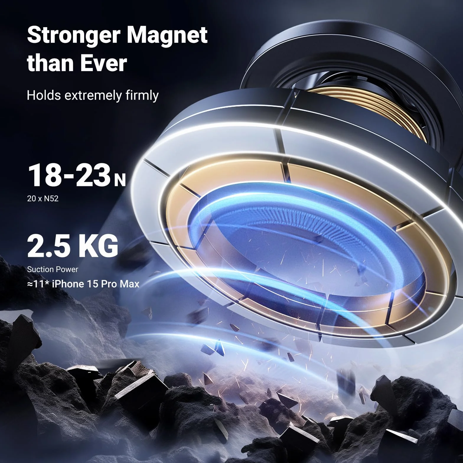 UGREEN MagSafe samochodowy uchwyt na telefon [zapobiegający upadkowi, zamknięcie magnetyczne] MagSafe samochodowy uchwyt na telefon z wentylacją 360° kompatybilny z iPhone 15 14 13 12 Pro Max Plus