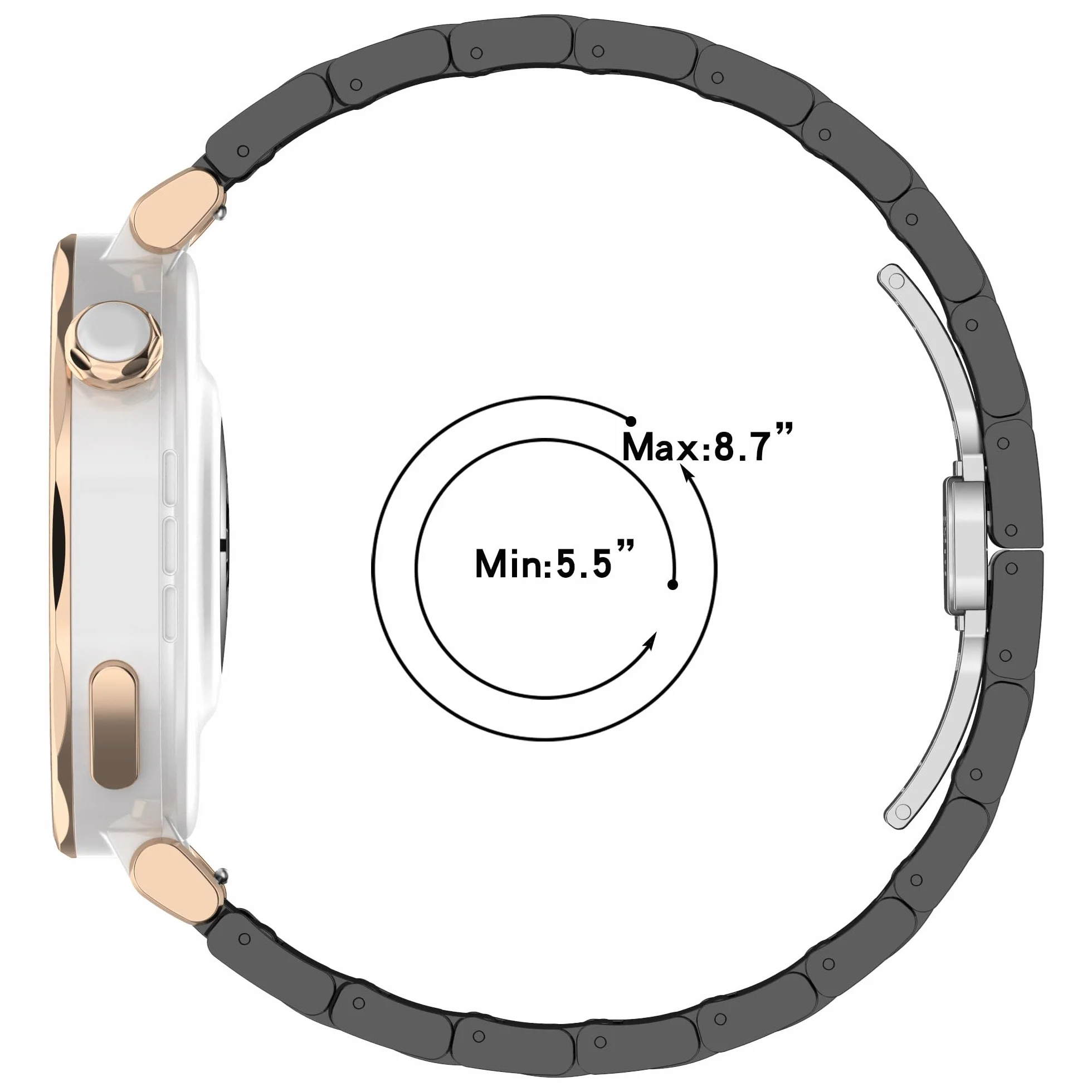 VeveXiao Wytrzymały metal z ceramicznym paskiem, kompatybilny z Huawei Watch GT 5 Pro 42 mm/GT 5 41 mm, bransoletka 18 mm, ceramiczny metalowy pasek zastępczy do Huawei Watch GT 4 41 mm, damski pasek