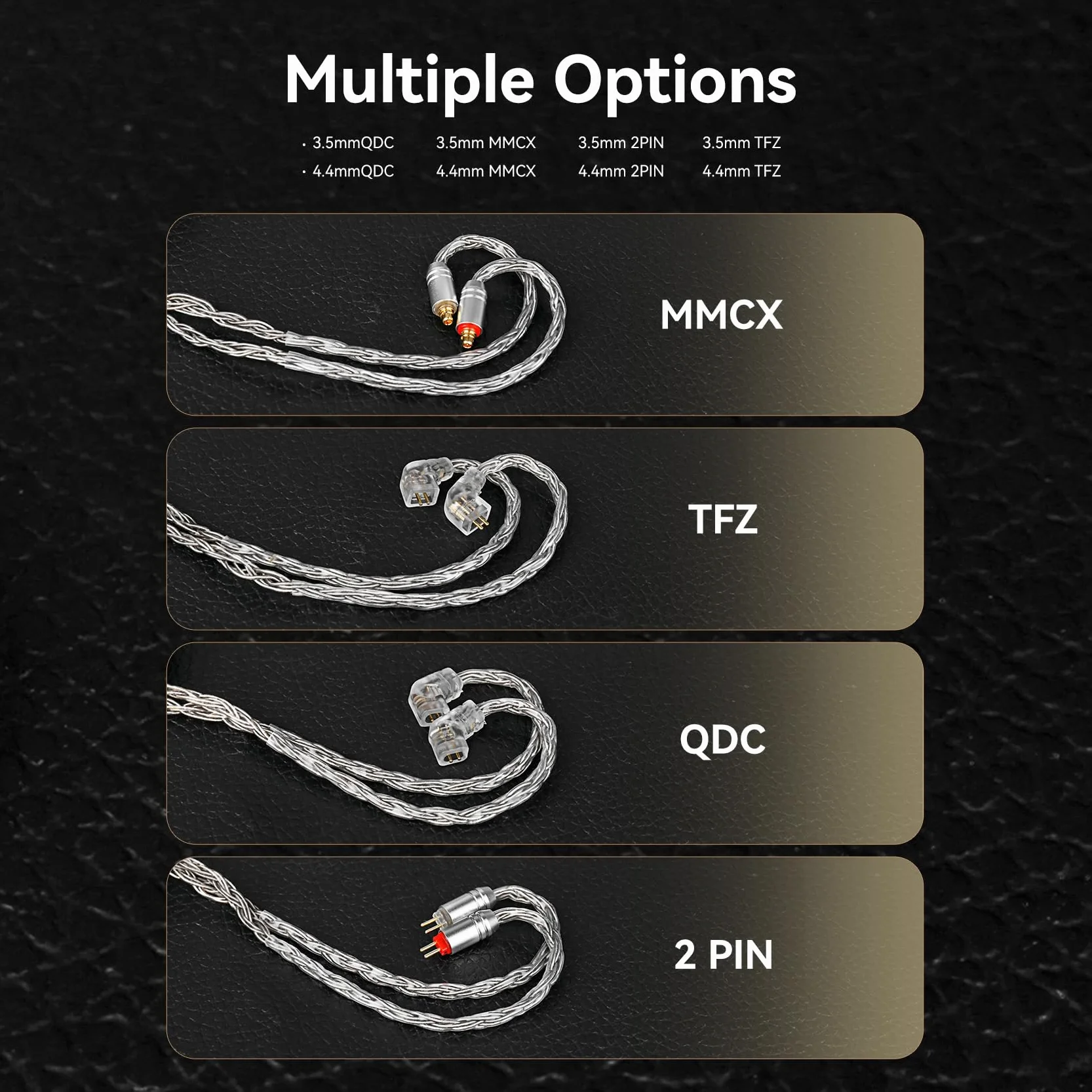 Kabel MMCX-In-Ear do monitora o długości 2 m, KBEAR ST24 Plus IEM, 16-żyłowy 5N OCC posrebrzany do Shure SE215, SE215 Pro, SE846, SE315, SE425, SE535 (MMCX, gniazdo 3,5 mm)