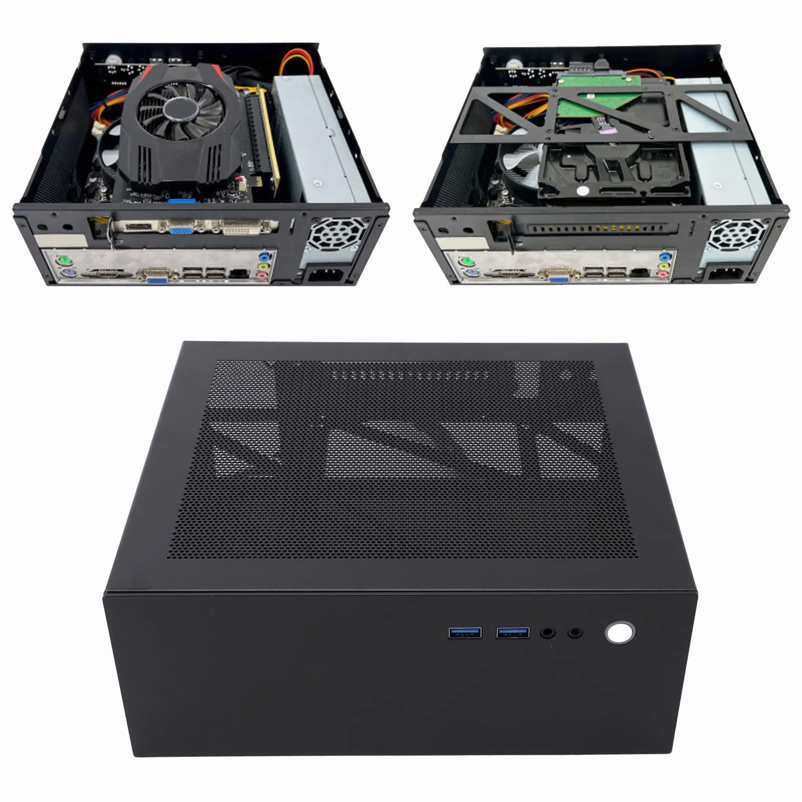 Alomejor Obudowa Komputera do Gier z płytą główną ITX, Obudowa Komputera USB 3.0 z Doskonałym Odprowadzaniem Ciepła w Obudowie Typu Tower, Stal Walcowana na Zimno, długość GPU 180 Mm, Obsługa