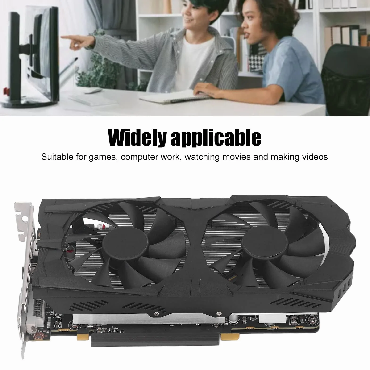 RX 580 karta graficzna, 256 bitów GDDR5 1284/1500 MHz PCI Express 3.0 karta graficzna dla graczy, HDMI DVI DP z dwoma wentylatorami chłodzącymi do biura i PC (RX580 8G D5)