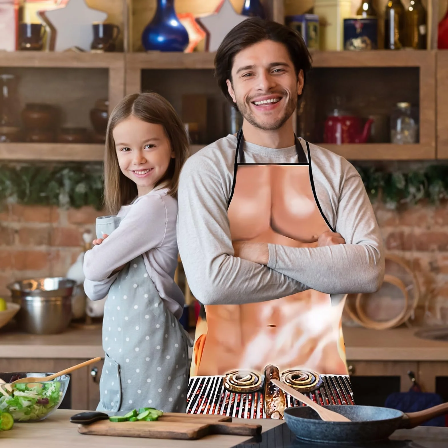 Seksowny fartuch kuchenny, muskularny mężczyzna fartuch do grillowania zabawny fartuch kuchenny BBQ na imprezę cosplay zabawny prezent restauracja impreza ogród dla mężczyzn kobiet (60 x 80