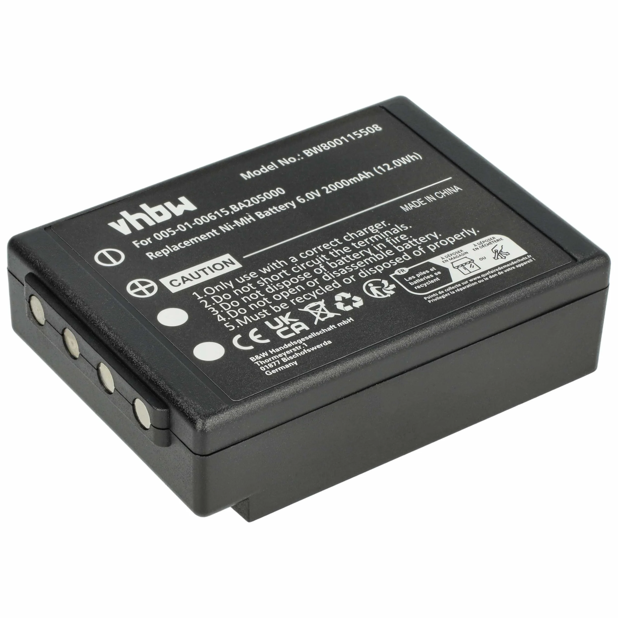 vhbw 5 x akumulator zastępuje HBC 005-01-00615, BA205000, BA206000, BA205030 do sterowania radiowego, pilot zdalnego sterowania (2000 mAh, 6V, NiMH) - czarny