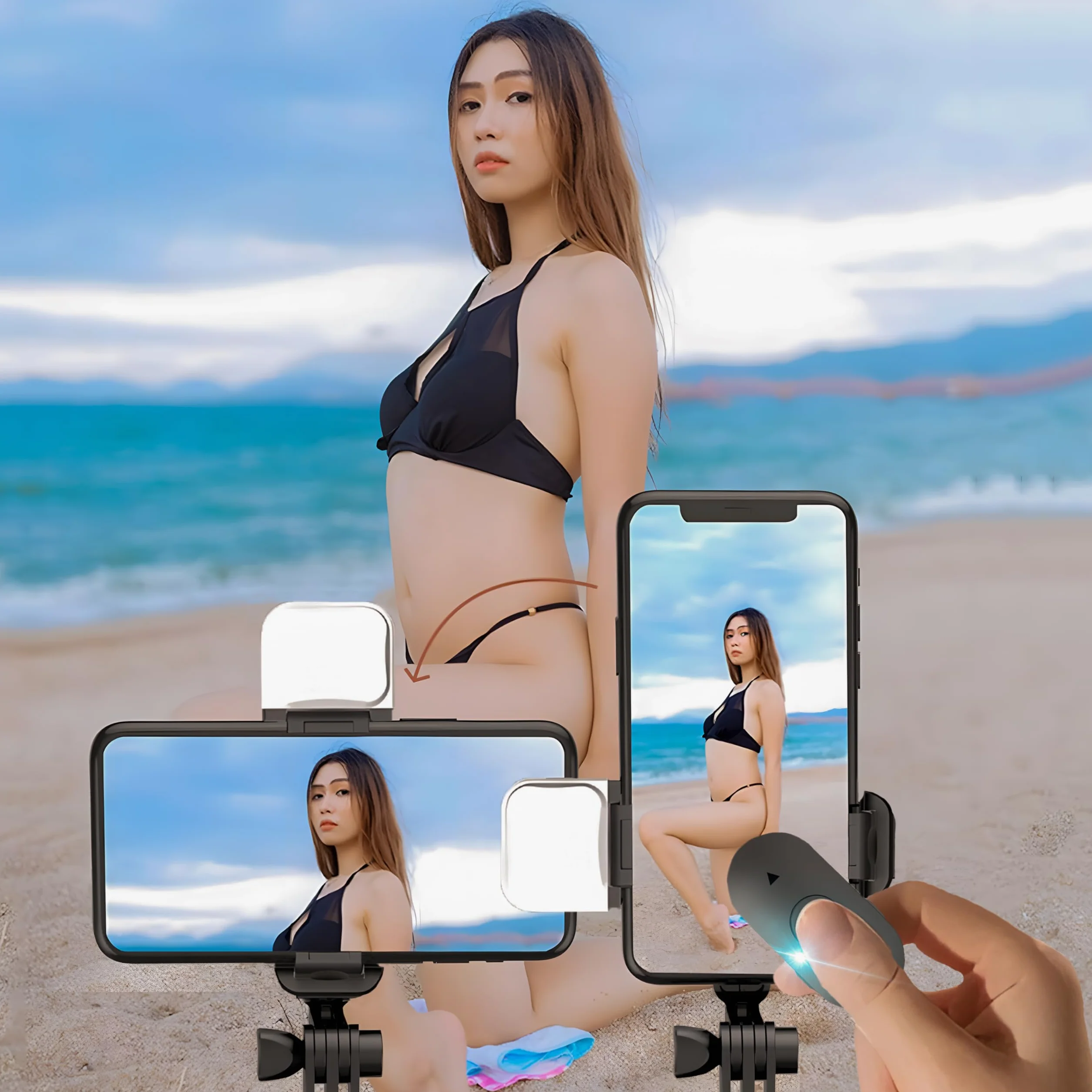 Retoo Selfie Stick Bluetooth Statyw Wysuwany Do 104 cm Telefon komórkowy Obrotowy 360° Stojak Bezprzewodowy Pilot Zdalnego Sterowania Smartfony