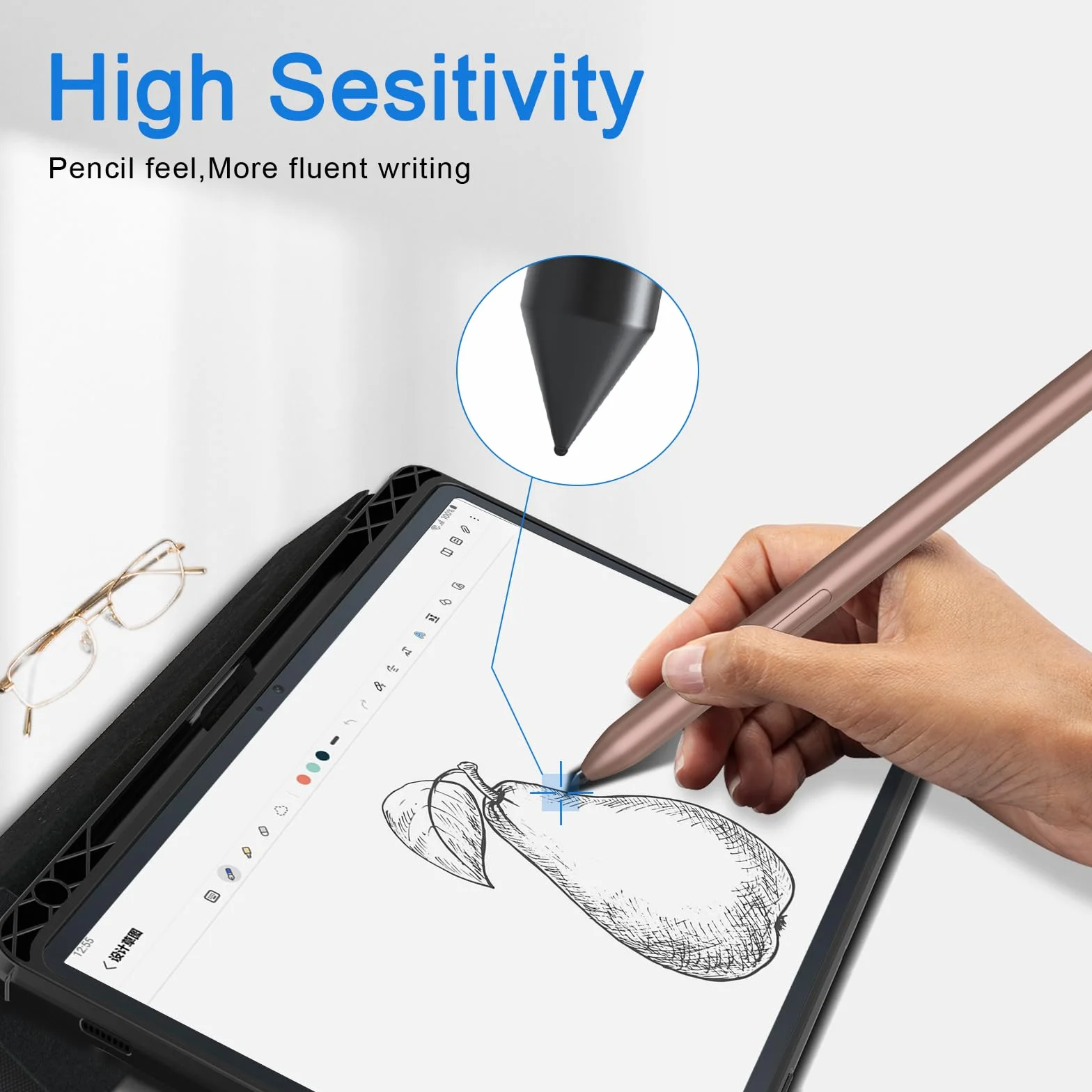 5 wymiennych miękkich końcówek do Samsung S Pen kompatybilne z Galaxy Tab S10, S9, S8, S7, S6 Lite, S25/S24/S23/S22 Ultra, Note 20 i Kindle Scribe Pen, 5 sztuk, czarne