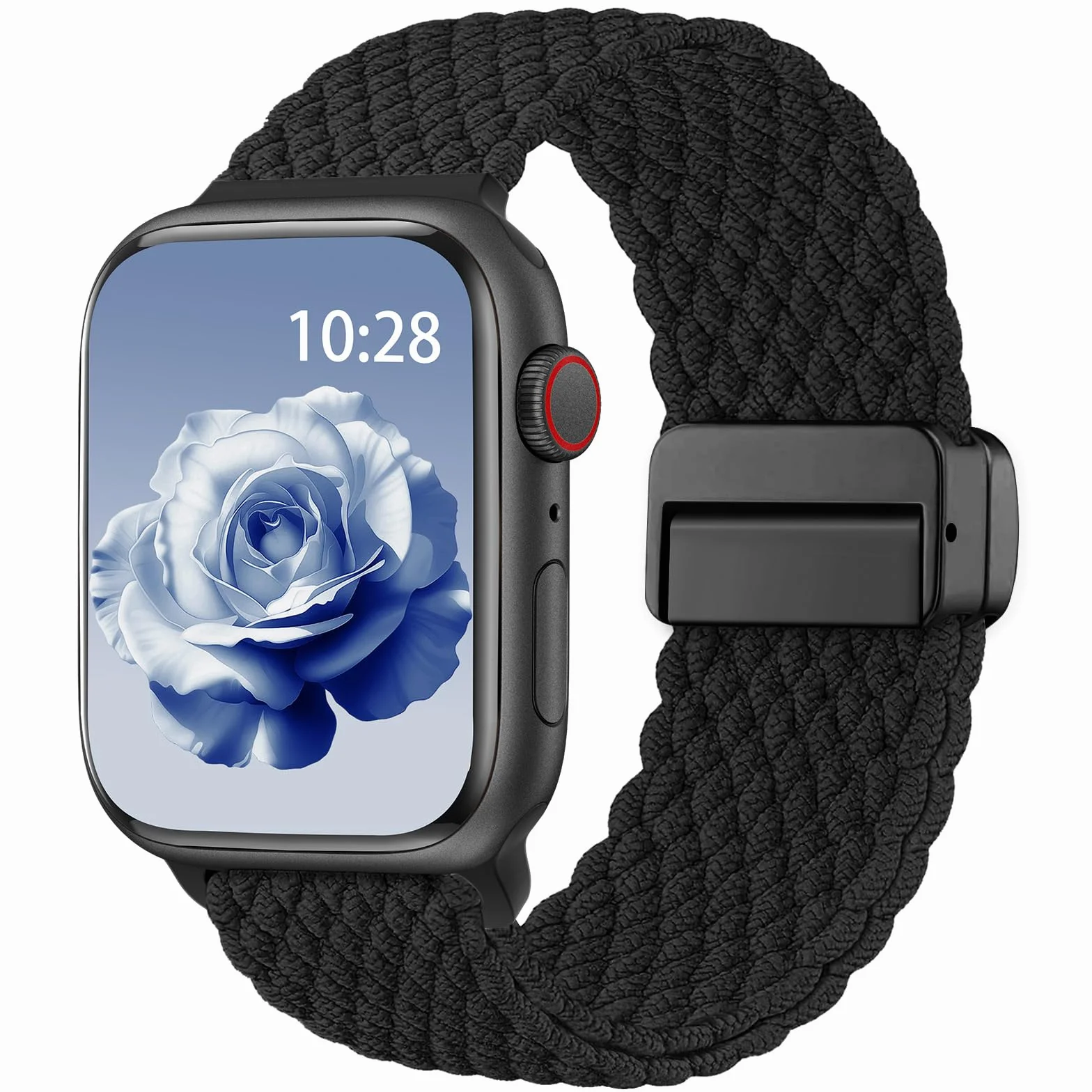Pleciony pasek do Apple Watch, koperta 38, 40, 41, 42, 44, 45, 46, 49, damski i męski, zapięcie magnetyczne, elastyczny nylon pasujący do iWatch Series 10, 9, 8, 7, 6, 5, 4, 3, 2, 1, SE