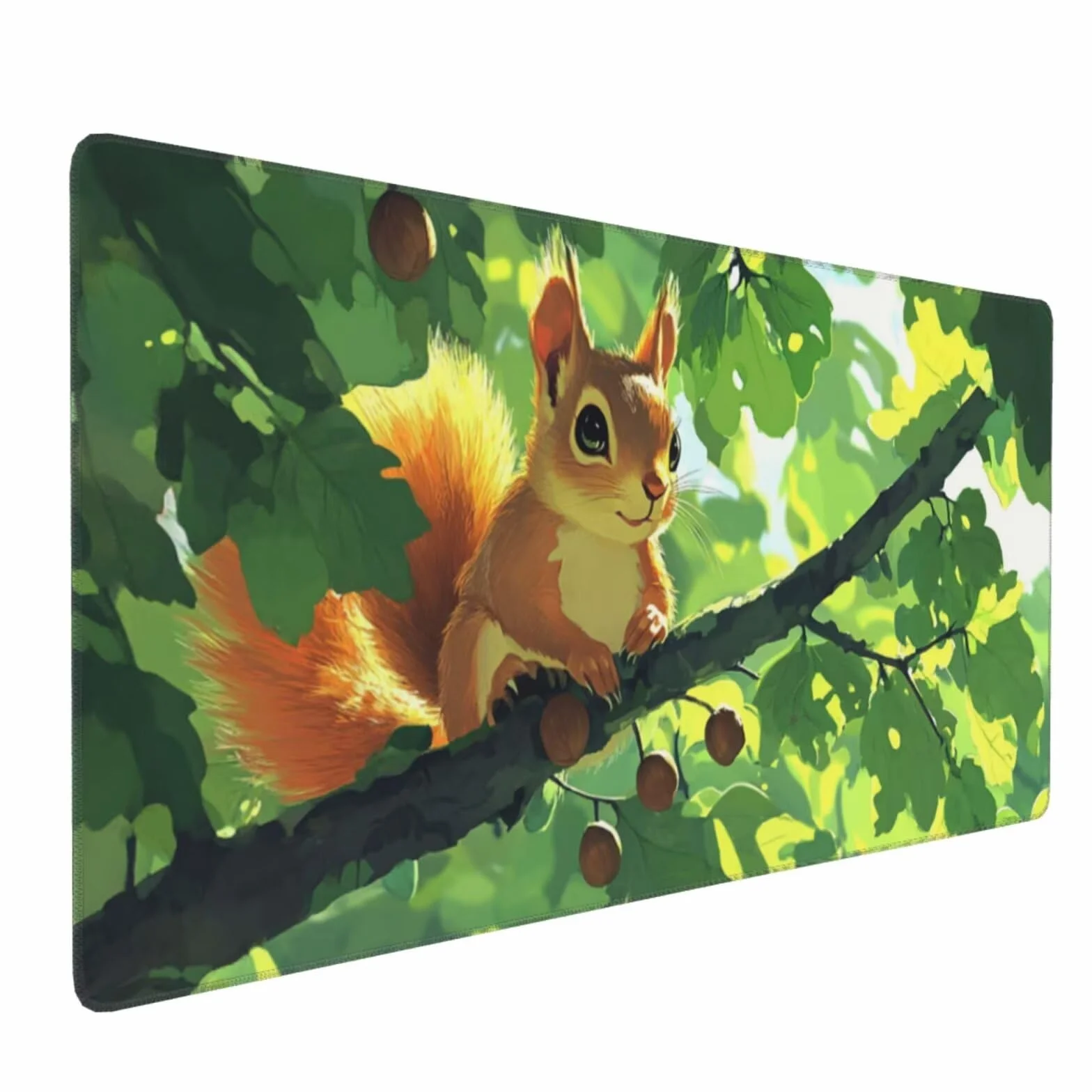 Wiewiórka podkładka pod mysz XXL 1200 x 400 x 3 mm podkładka pod mysz sprężyna, przeszyte krawędzie, wodoodporna i antypoślizgowa gumowa podstawa, komputer biurowy, gry, komputer, prezent dla mężczyzn