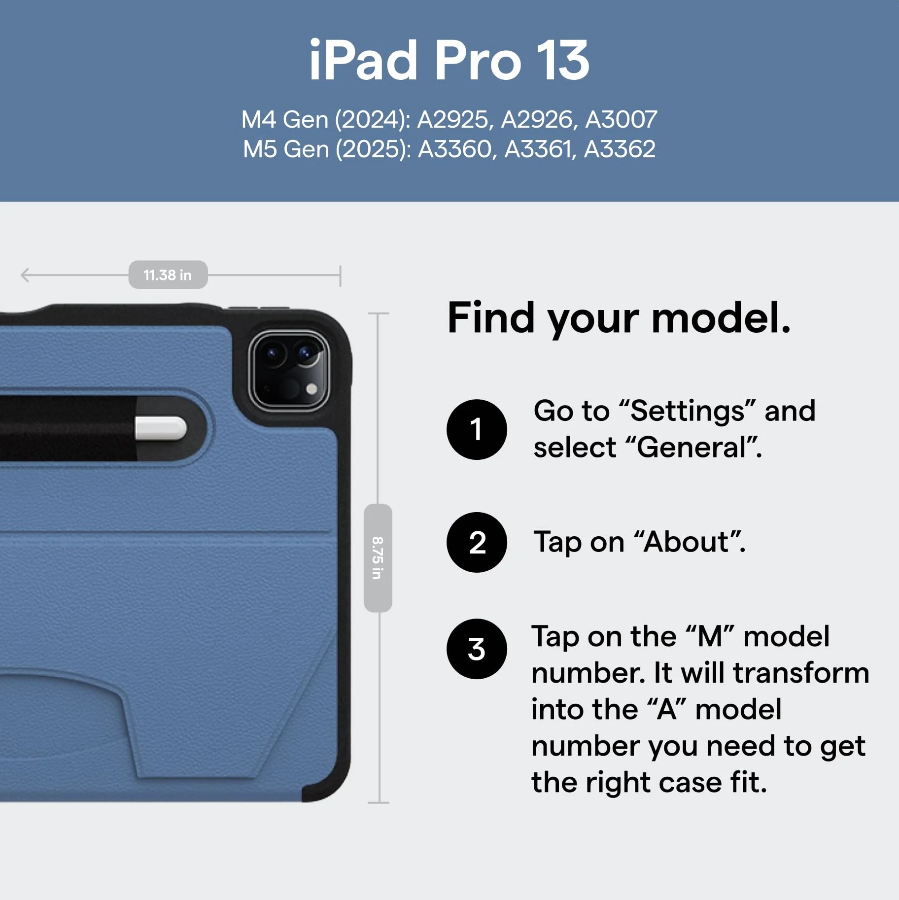 ZUGU CASE do iPad Pro 13 inch etui M4/M5 2024/2025 [Aqua] | Cienkie etui ochronne - Odporne na wstrząsy - Magnetyczna podstawka 10-kątowa - Uchwyt na rysik - Ładowanie Apple Pencil