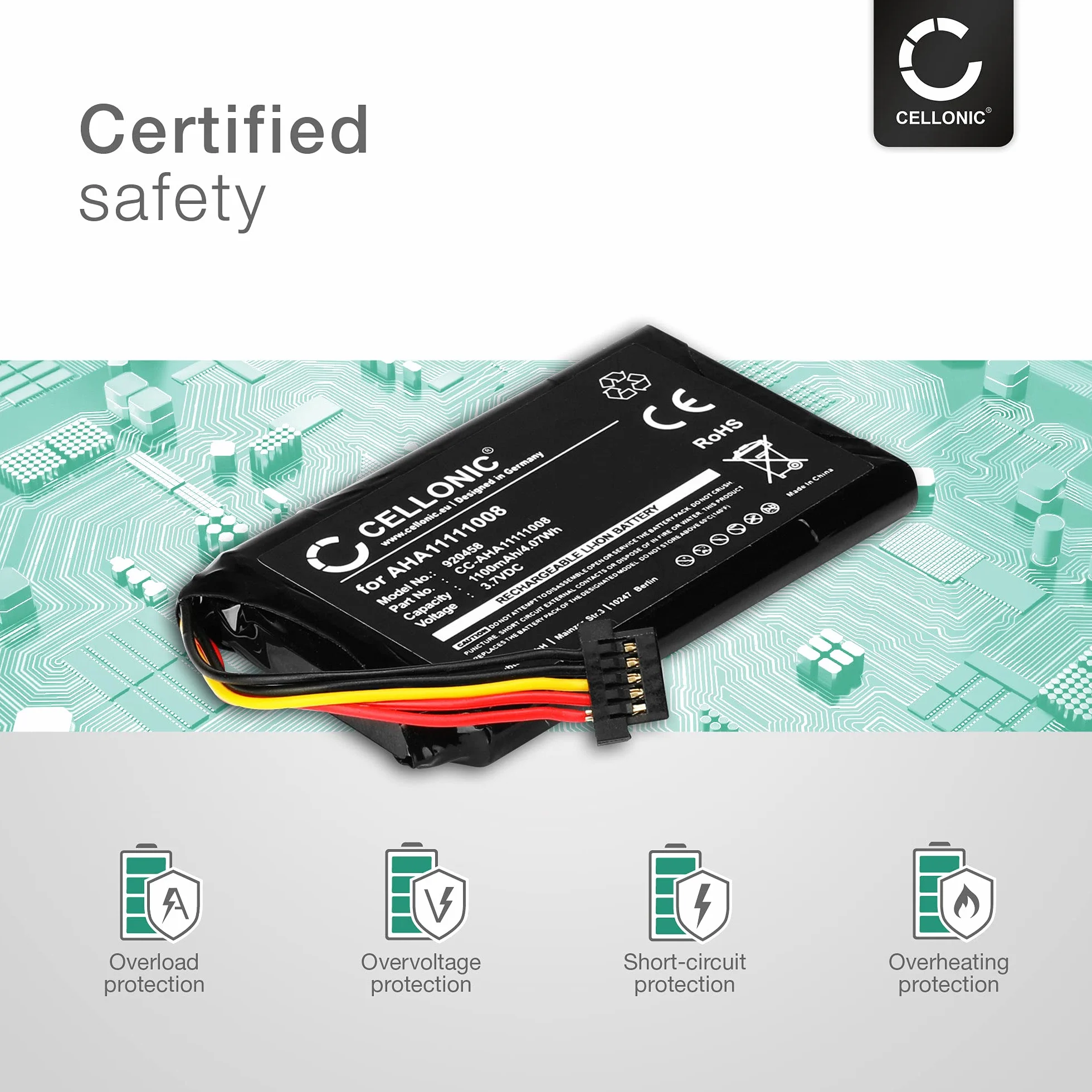 CELLONIC 1 x akumulator do nawigacji kompatybilny z Tomtom Go 6000, Go 5100, Go 5000, VFAD - (1100 mAh, 3,7 V) + zestaw narzędzi