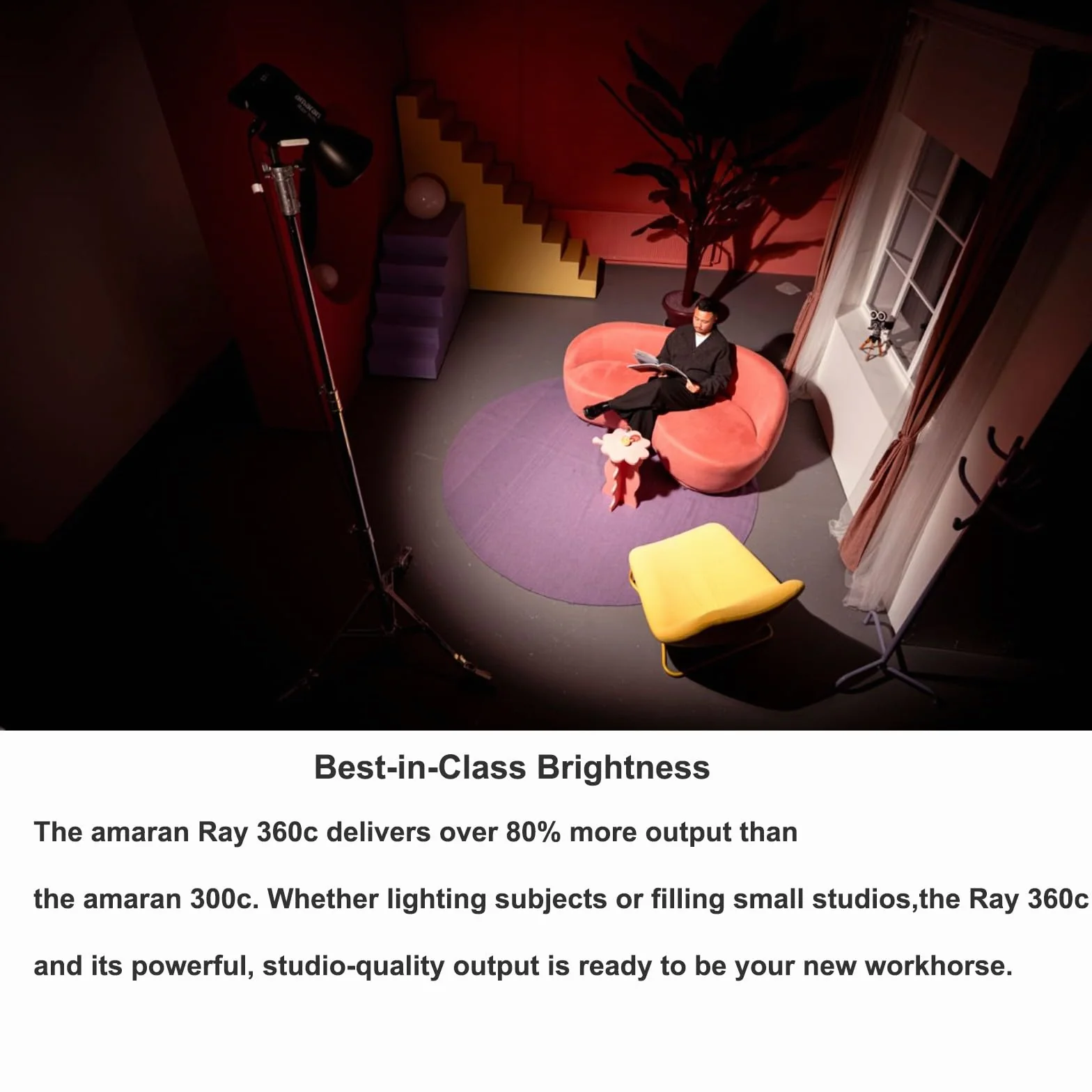 Amaran Ray 360c kolorowa lampa wideo RGB, 360 W Bowens Mount ciągłe oświetlenie wyjściowe CCT 1800 K-20 000 K, 17 130 luksów / 1 m obsługa aplikacji / sterowanie DMX do fotografii