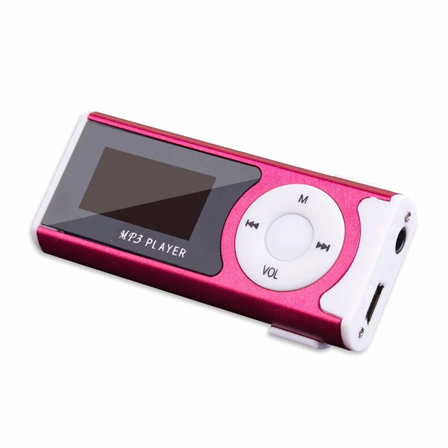 Przenośny sportowy odtwarzacz MP3, latarka mini Back Clip Student, z zestawem słuchawkowym i kartą pamięci,Pink,64GB