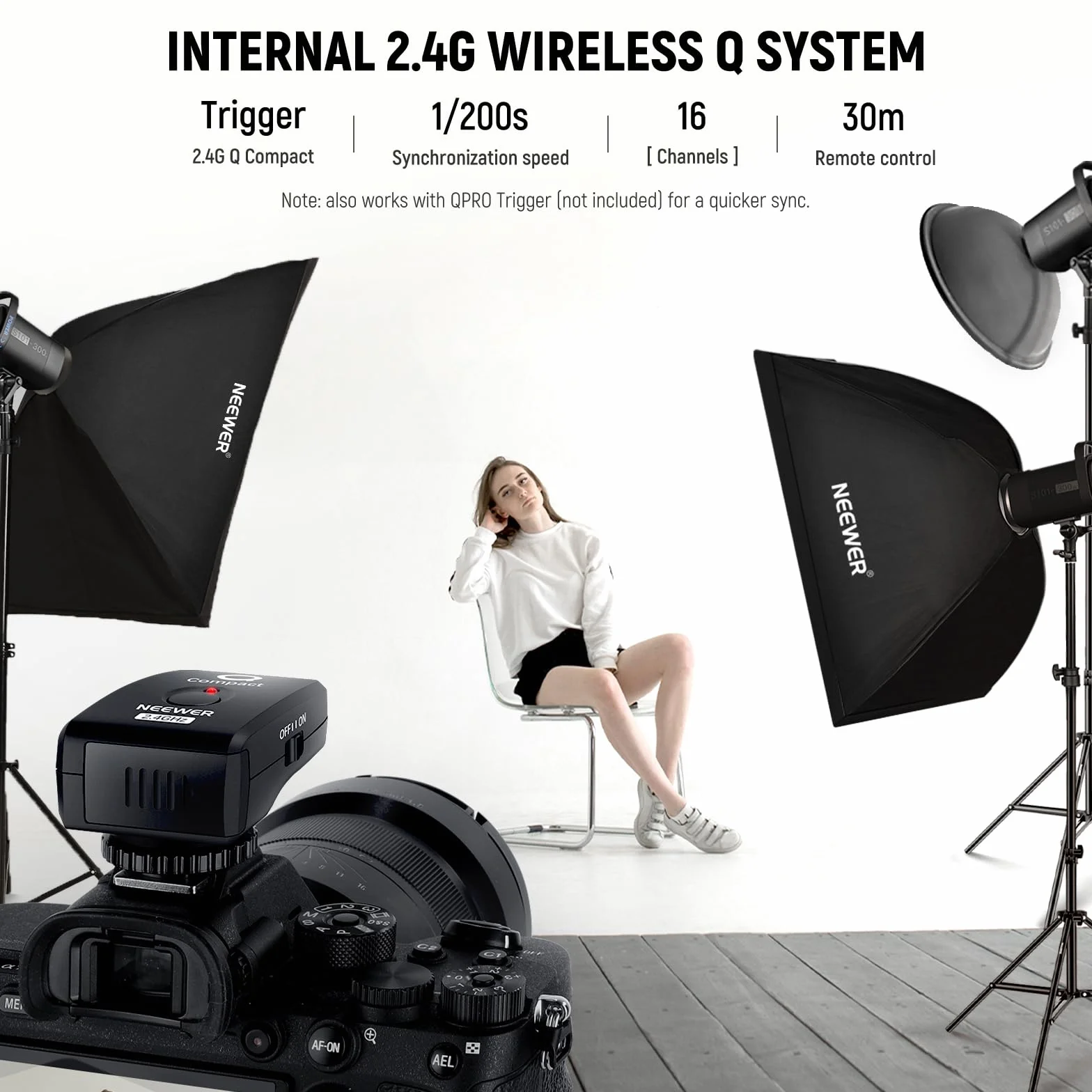 NEEWER 600 W Studio Monolight Strobe Flash zestaw 2 szt. S101-300 W PRO 5600 K lampa błyskowa Studio z wyzwalaczem 2,4 G/lampa nastawcza 150 W/Bowens Mount/softbox/stojak/reflektor/torba,