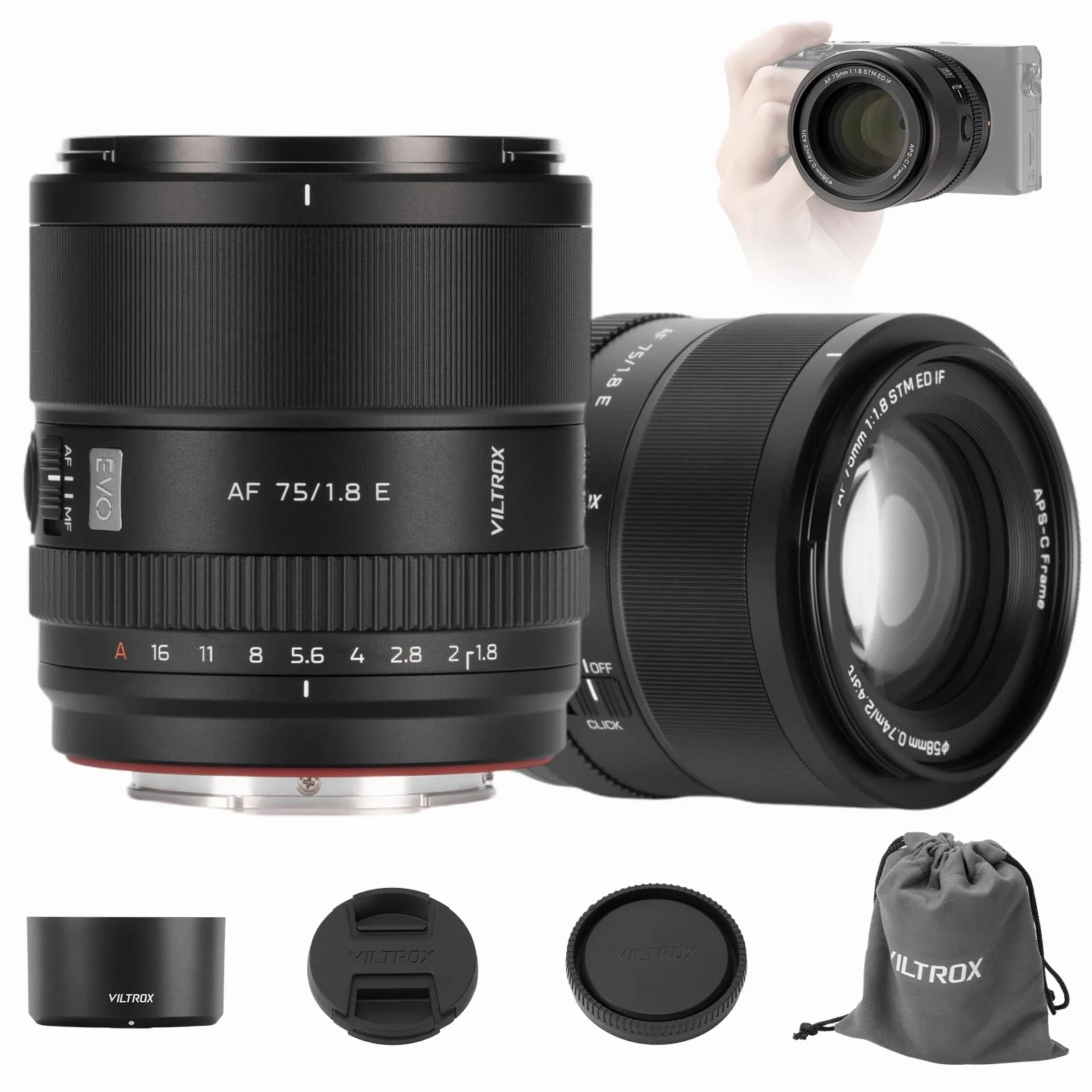 Viltrox 75mm f1.8 Obiektywy do mocowania aparatu Evo e
