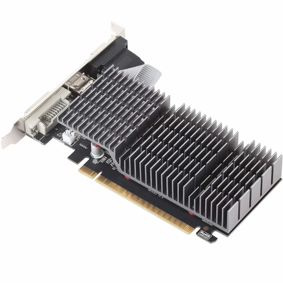 maxsun Karta graficzna NVIDIA GeForce GT 710 2 GB – karta graficzna GPU (pasywny, niski profil, niski pobór mocy, VGA, DVI-D, HDMI, GDDR3, HTPC, pasywny cichy system chłodzenia bez wentylatora)