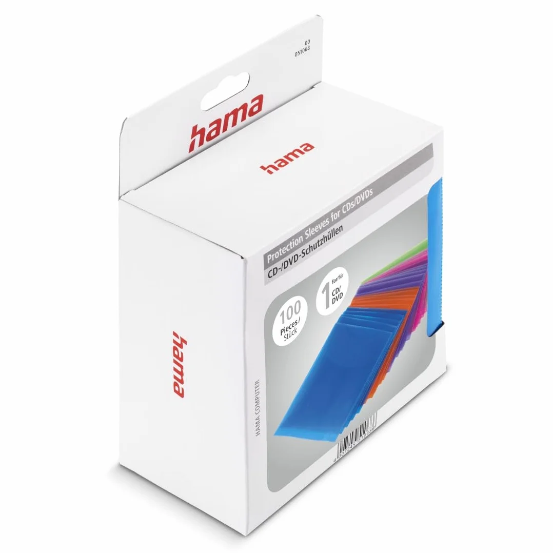 Hama | Rękawy ochronne na płyty CD/DVD | 100 sztuk | różne kolory, 00051068