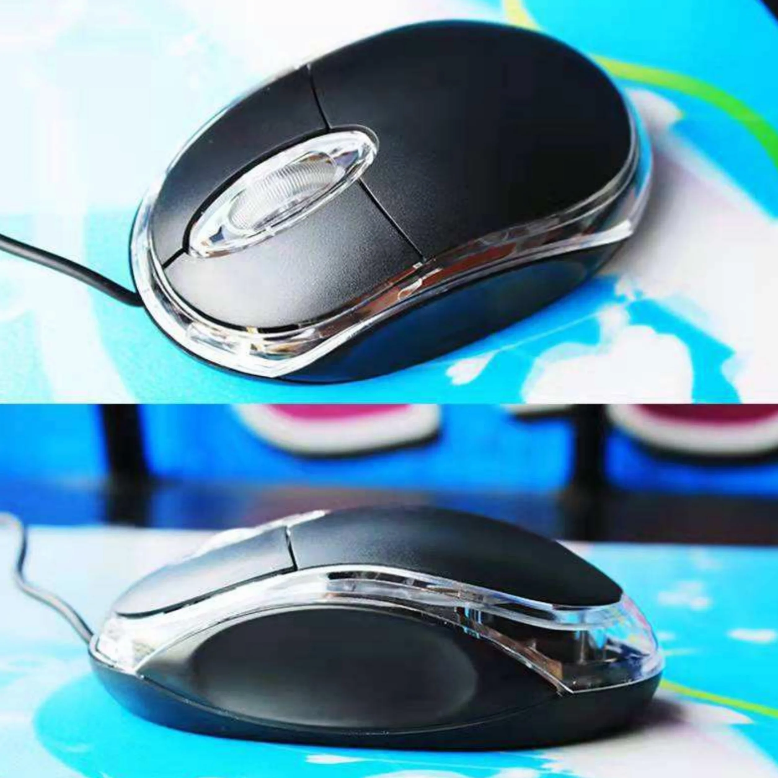 ANRANK UM2030AK czarna optyczna USB 3-przyciskowa mysz 3D kółko przewijane światło LED mysz myszy do komputera laptopa komputera