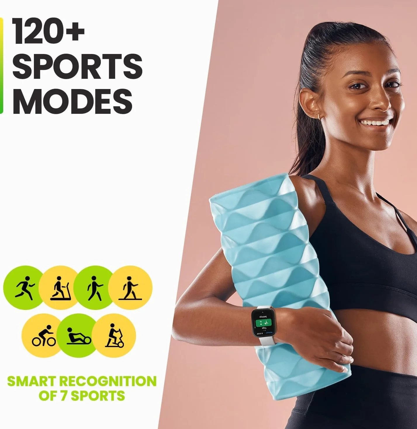 Amazfit Bip 5 46mm smartwatch z tętnem i 120 trybami sportowymi, połączenia Bluetooth, GPS i 4 systemy pozycjonowania satelitarnego