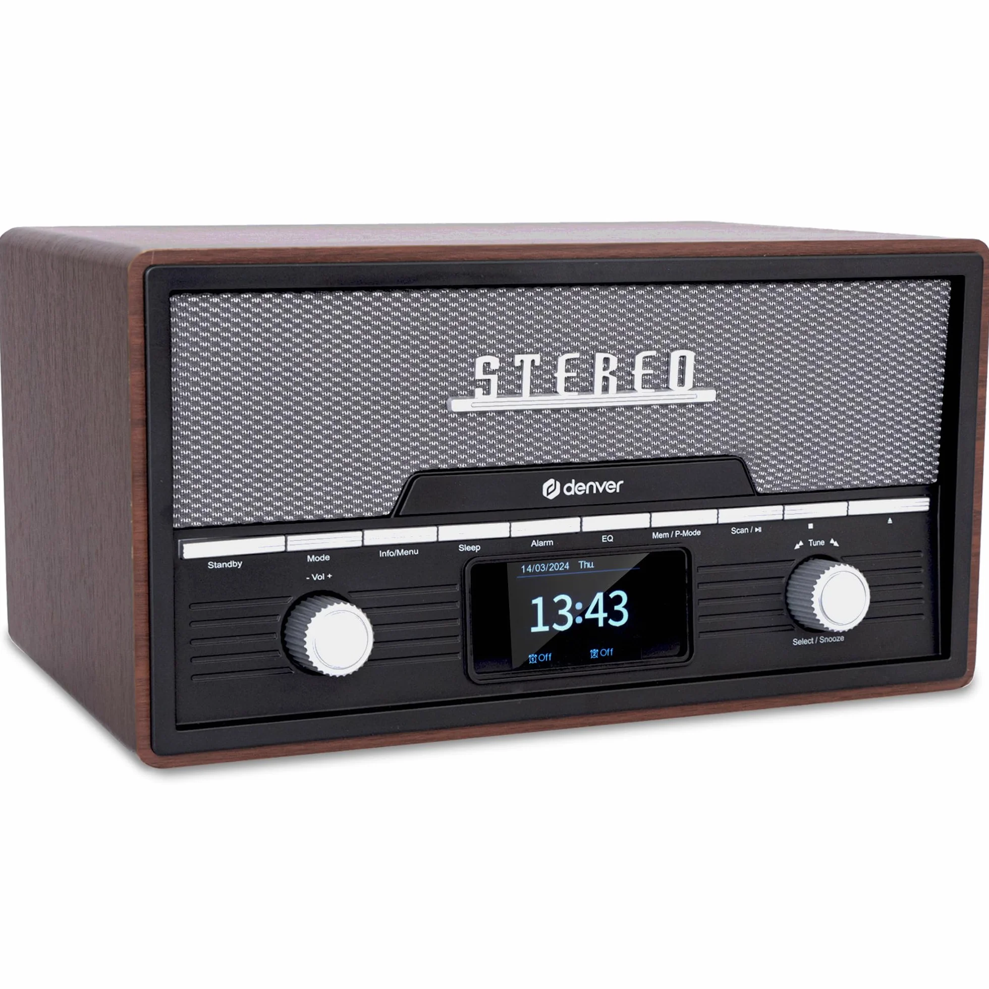 DENVER MDA-525DW - Audiosystem - 2 x 50 Watt - dunkles Holz (111161100150)