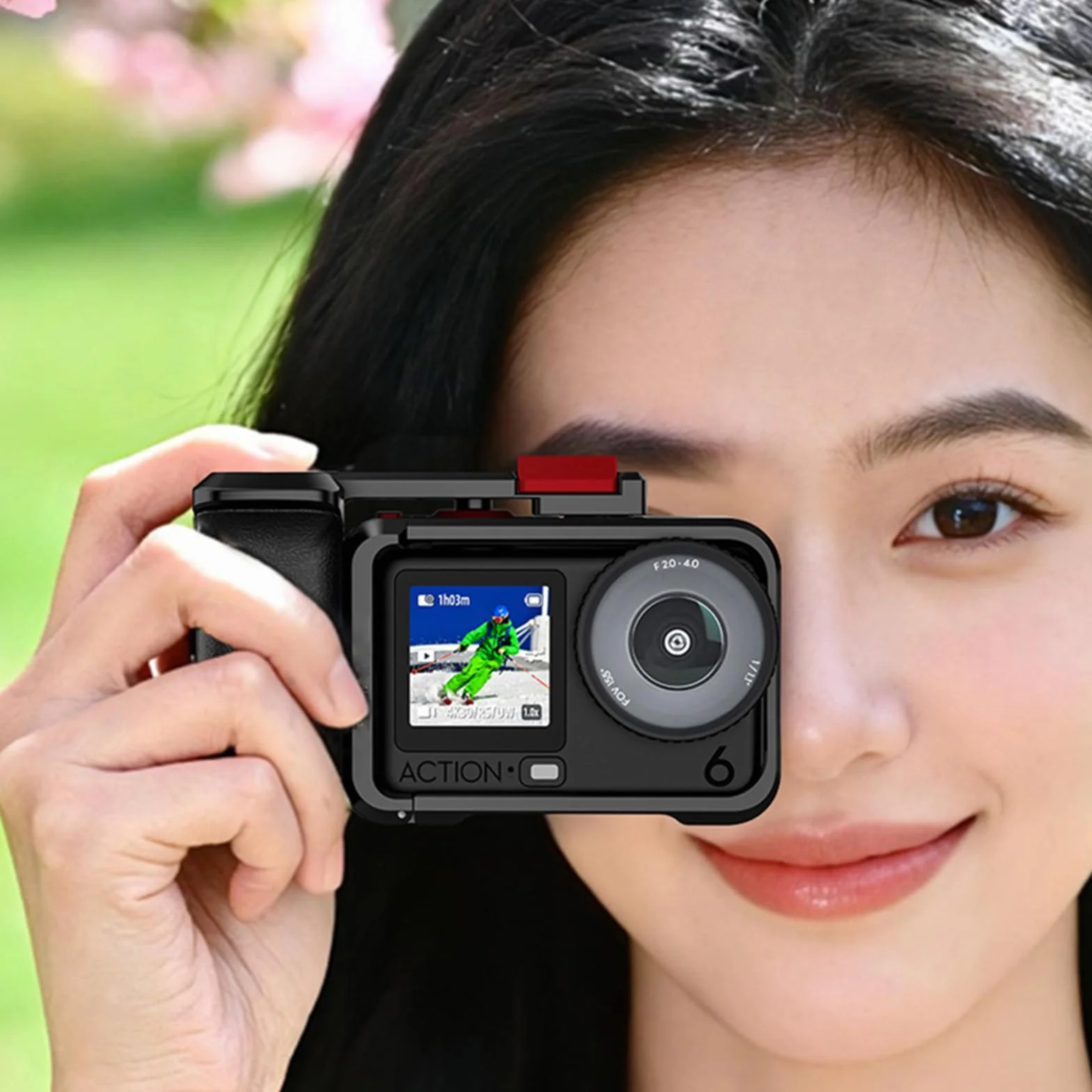 Zestaw uchwytów ulicznych do DJI Osmo Action 6, metalowy uchwyt do kamery z klatką dla królika, ergonomiczną konstrukcję, klatka ze stopu aluminium do DJI OSMO ACTION 6, akcesoria do kamer