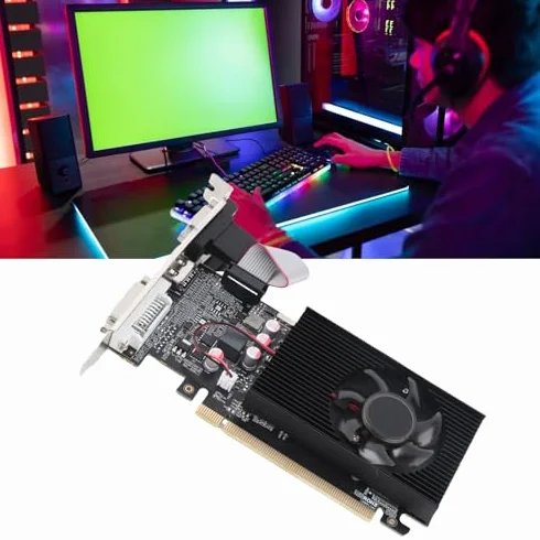 Bewinner Karta graficzna GT710, 2 GB DDR3 64-bitowa karta graficzna, niskoprofilowa karta graficzna komputera, PCI Express 2.0 X16, wyjście HDMI VGA DVI, stacjonarna, karta graficzna do gier dla