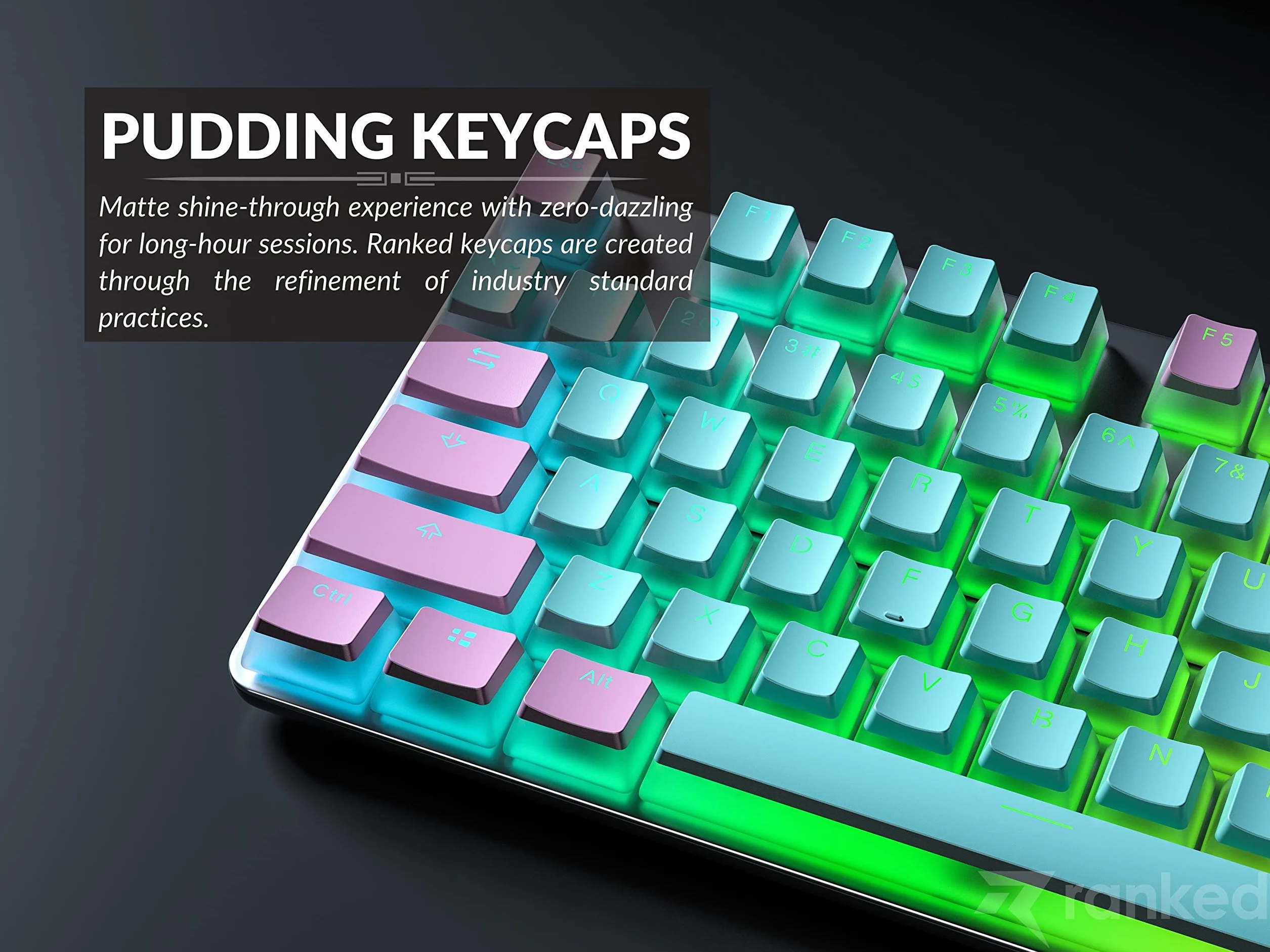 Ranked Klawisze Pudding PBT 112 Układ Półprzezroczystych Podwójnych Strzałów ANSI US ISO Profil OEM Mechaniczna Klawiatura do Gier RGB Miami