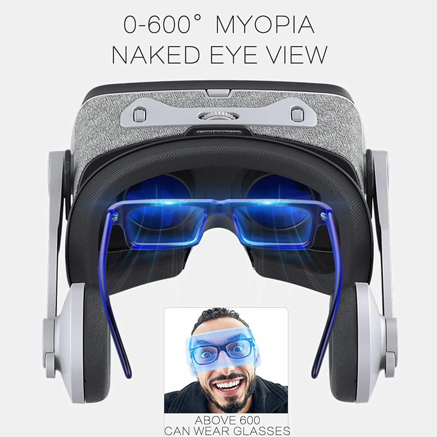 Zestaw słuchawkowy VR, zestaw słuchawkowy do filmów i gier okulary VR kompatybilne z telefonem iPhone i Android, regulowana odległość źrenicy i obiektu 360° panorama, ochrona oczu