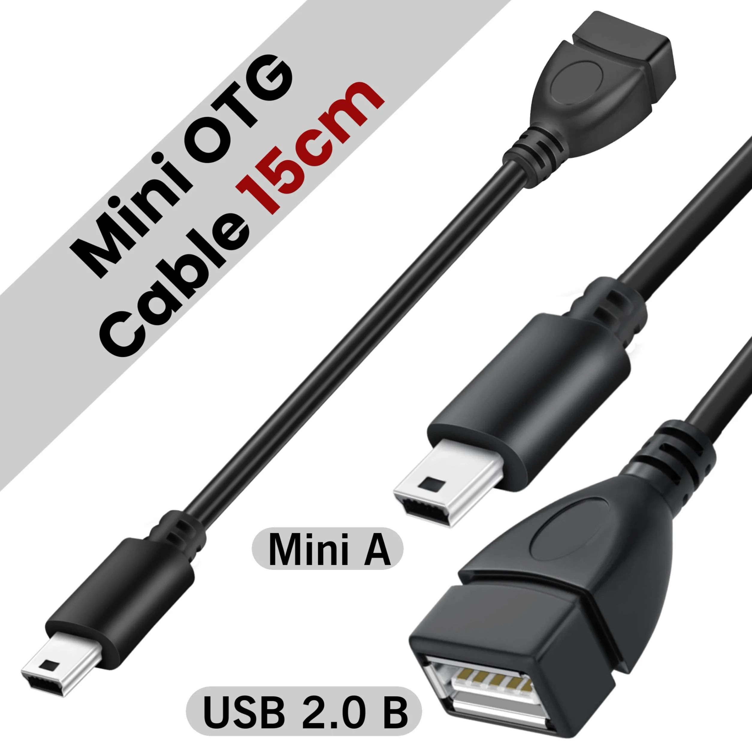 RiaTech (2 sztuki mini USB OTG kabel – gniazdo USB A na mini USB B 5 pin wtyczka adapter kabel