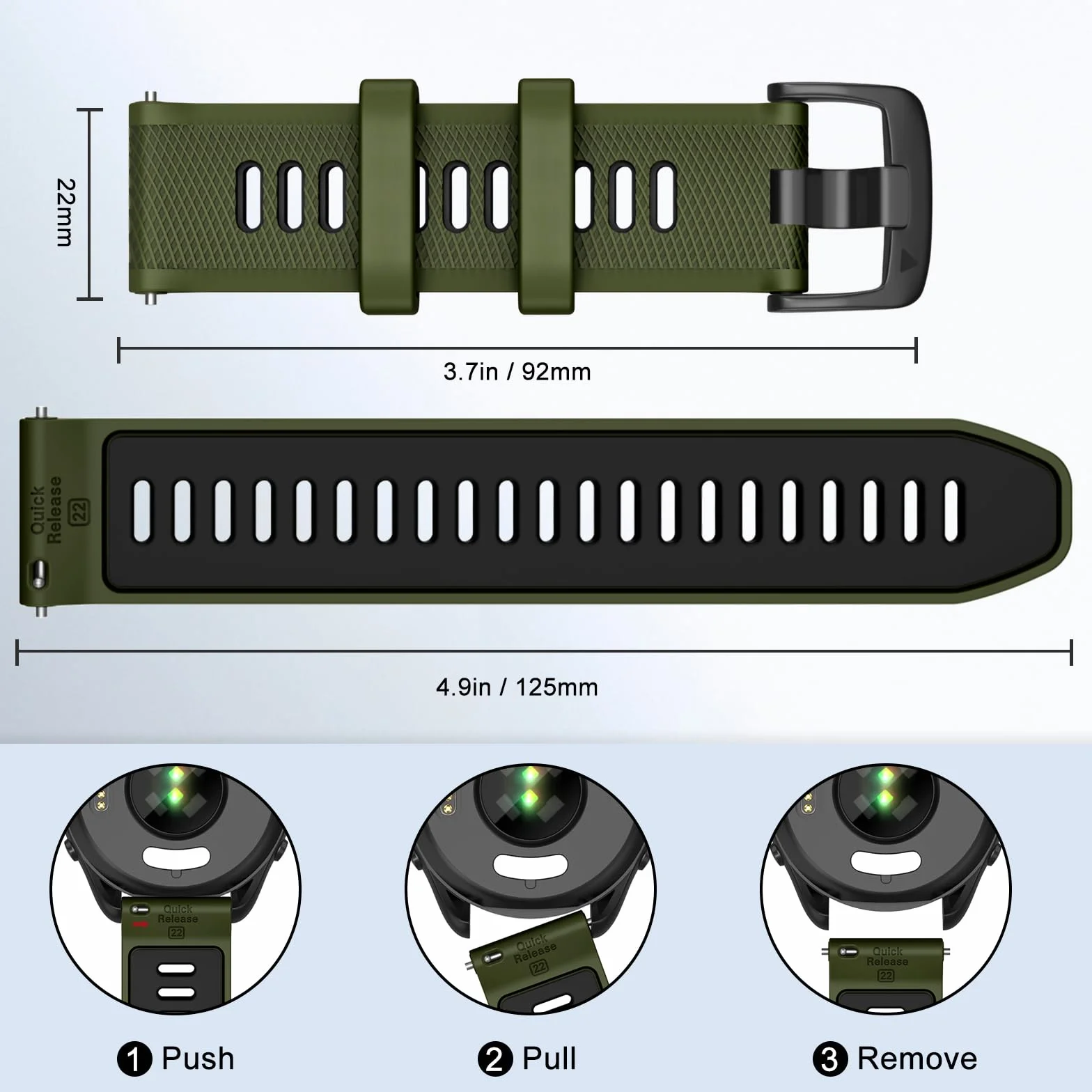 ISABAKE 22mm Pasek do Forerunner 255 Music/Forerunner 265, Silikonowy Pasek z Szybkozłączką do Garmin Venu 2/Vivoactive 4/Samsung Galaxy Watch 3 45 mm