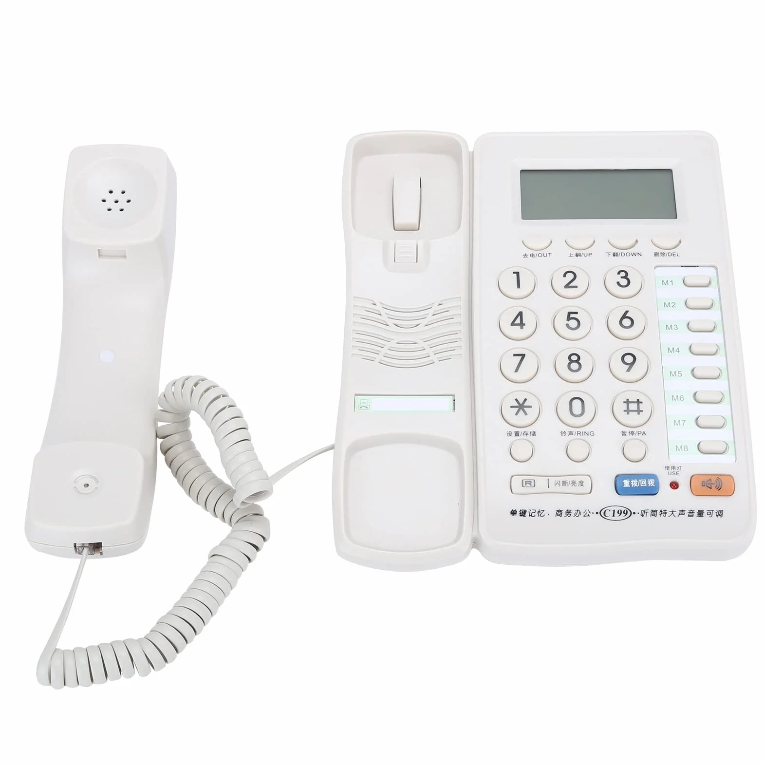 Telefon stacjonarny przewodowy, przenośny przewodowy telefon stacjonarny, zestaw głośnomówiący/przechowywanie numerów, do domowego biura, hotelu, restauracji, firmy