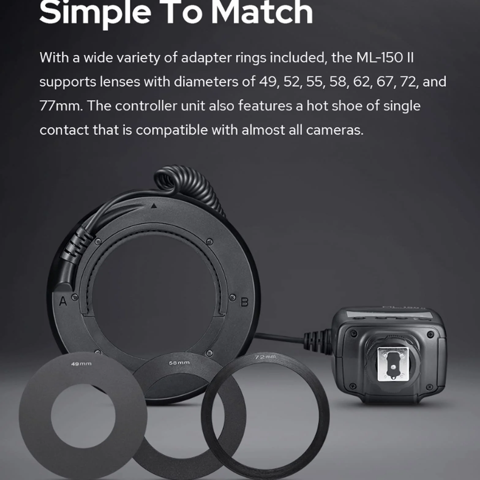 Godox ML-150II ML150II Makro LED Ring Flash Speedlite GN12 0.1-2s Czas recyklingu 5800K ± 200K dla Sony Canon Nikon Fuji Olympus Panasonic DSLR Kamery do produkcji wideo, fotografii zwierząt i roślin