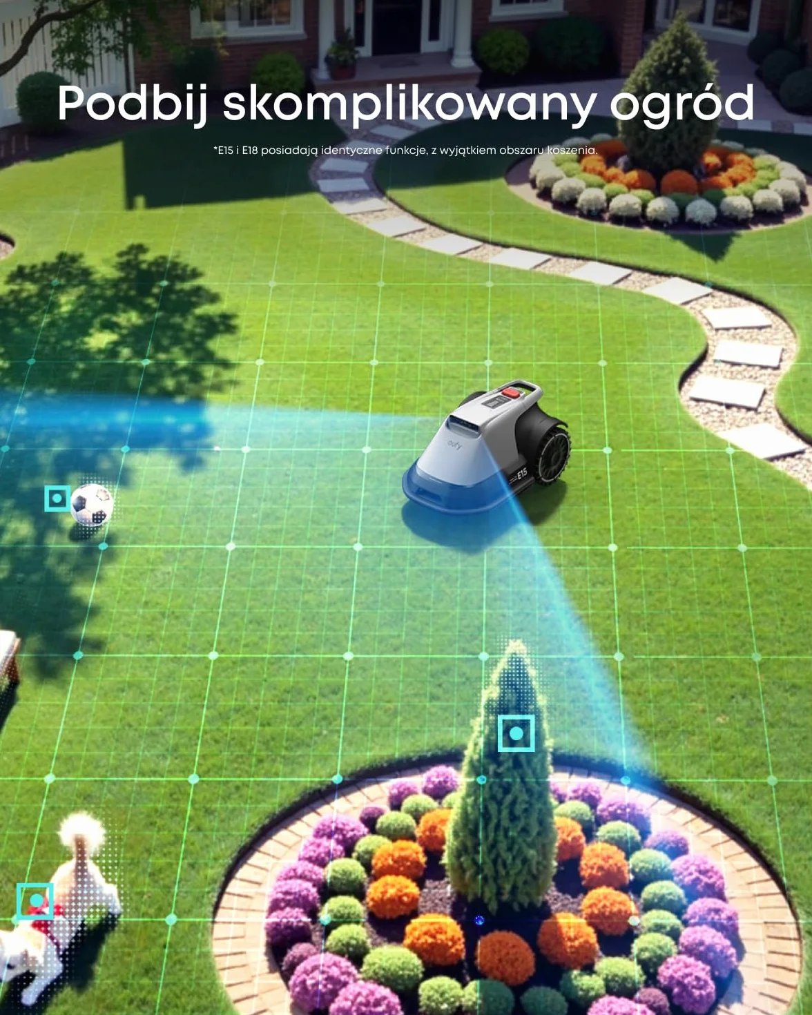 eufy E15 Automatyczna kosiarka bezprzewodowa TrueVision AI nawigacja do 800m²