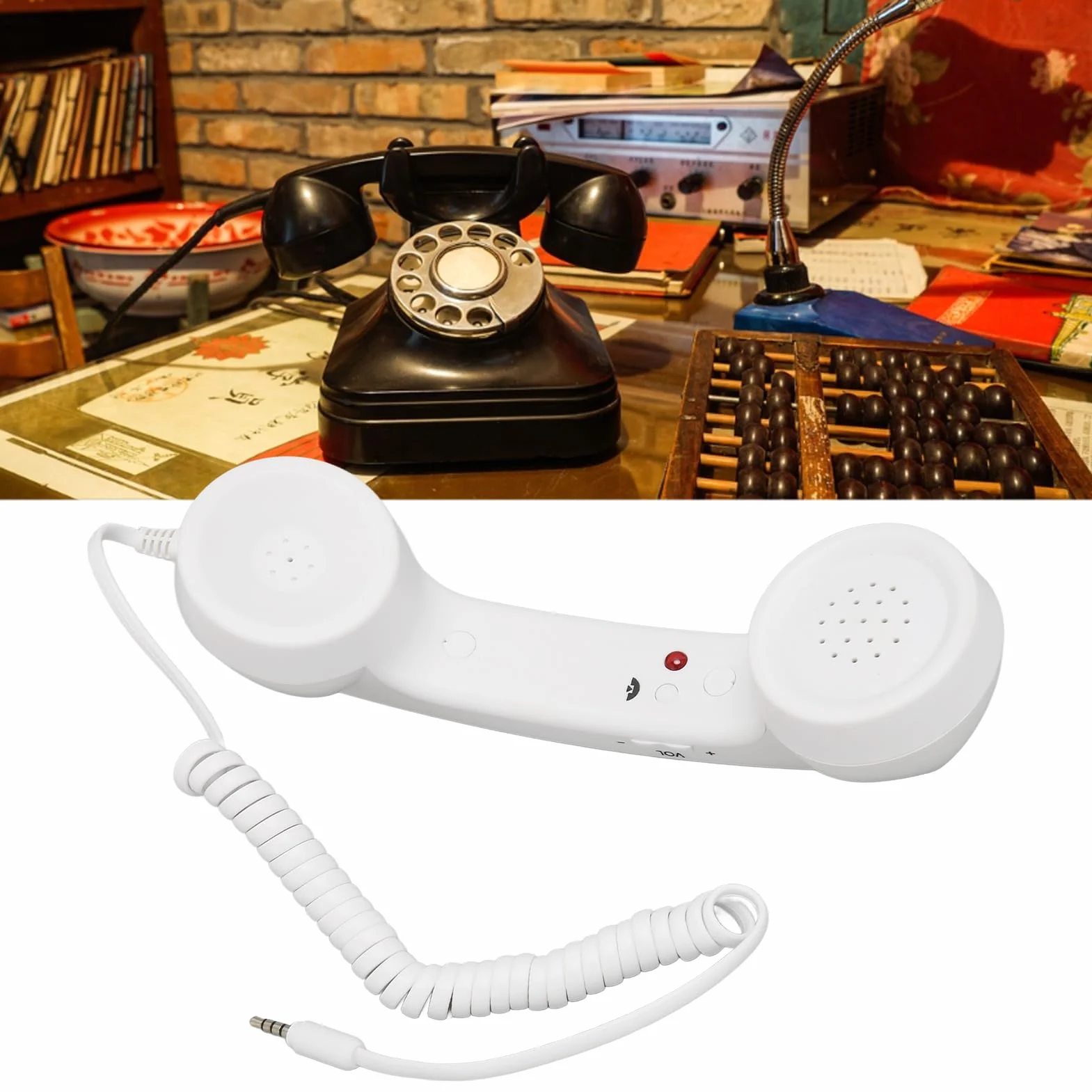 Słuchawka Telefoniczna do Telefonu Komórkowego, Retro Słuchawka Telefoniczna 3,5 Mm Odporna na Promieniowanie Przewodowy Odbiornik Telefonu Komórkowego do Smartfona (Biały)