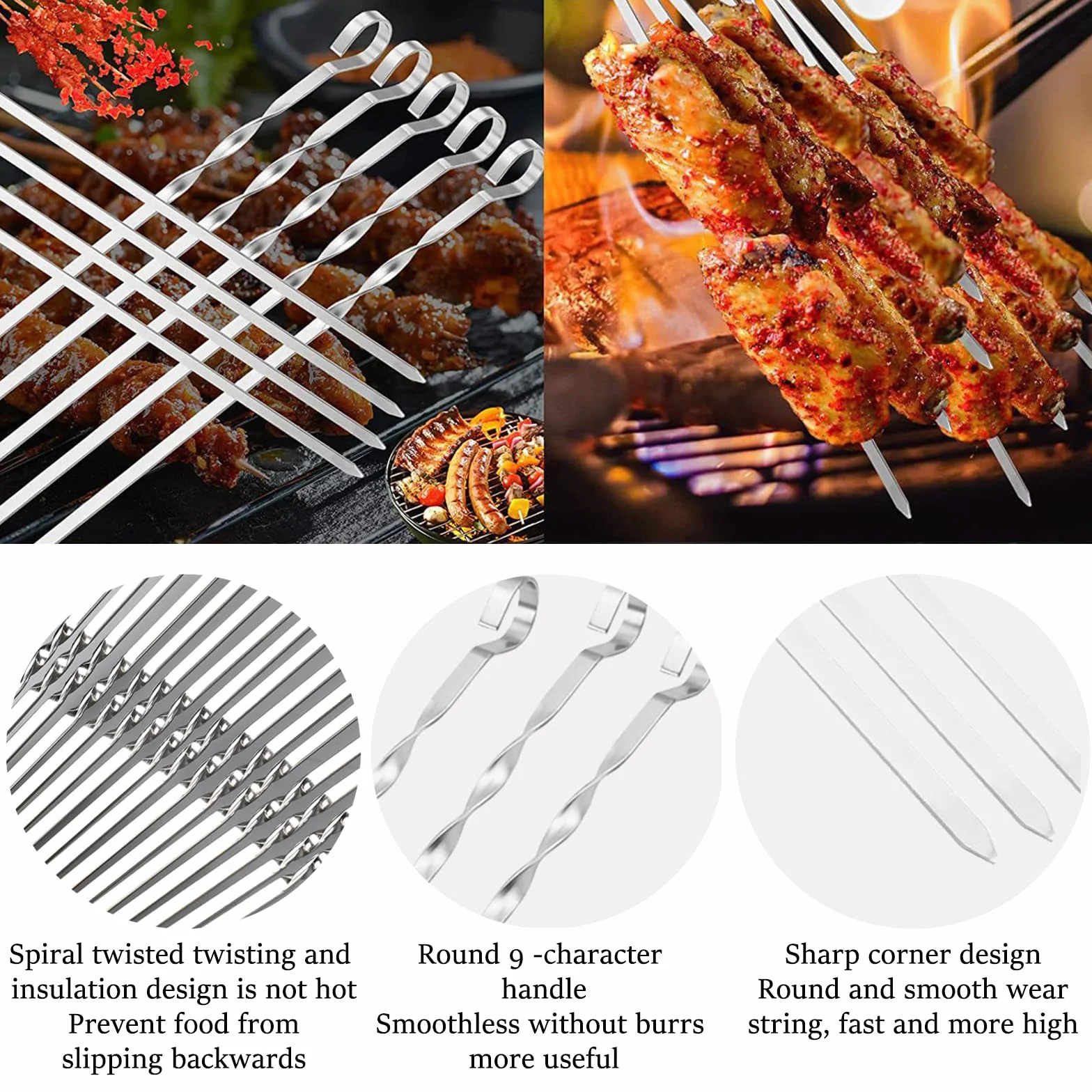 Szpikulce do grilla Kabob ze stali nierdzewnej - idealne do każdego ogniska, kebabów i szaszłyków