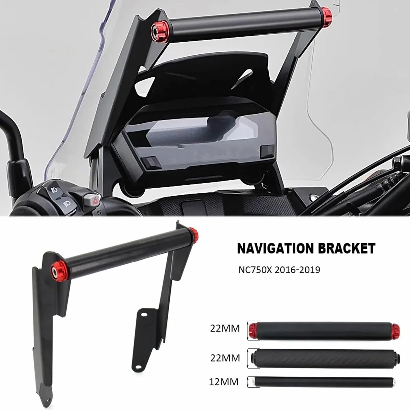 Stojak na akcesoria motocyklowe, uchwyt na telefon komórkowy, płyta nawigacyjna GPS, pasuje do Hondy NC750X 2016-2019 Uchwyt do nawigacji GPS uchwyt Uchwyt do nawigacji(22mm-B)