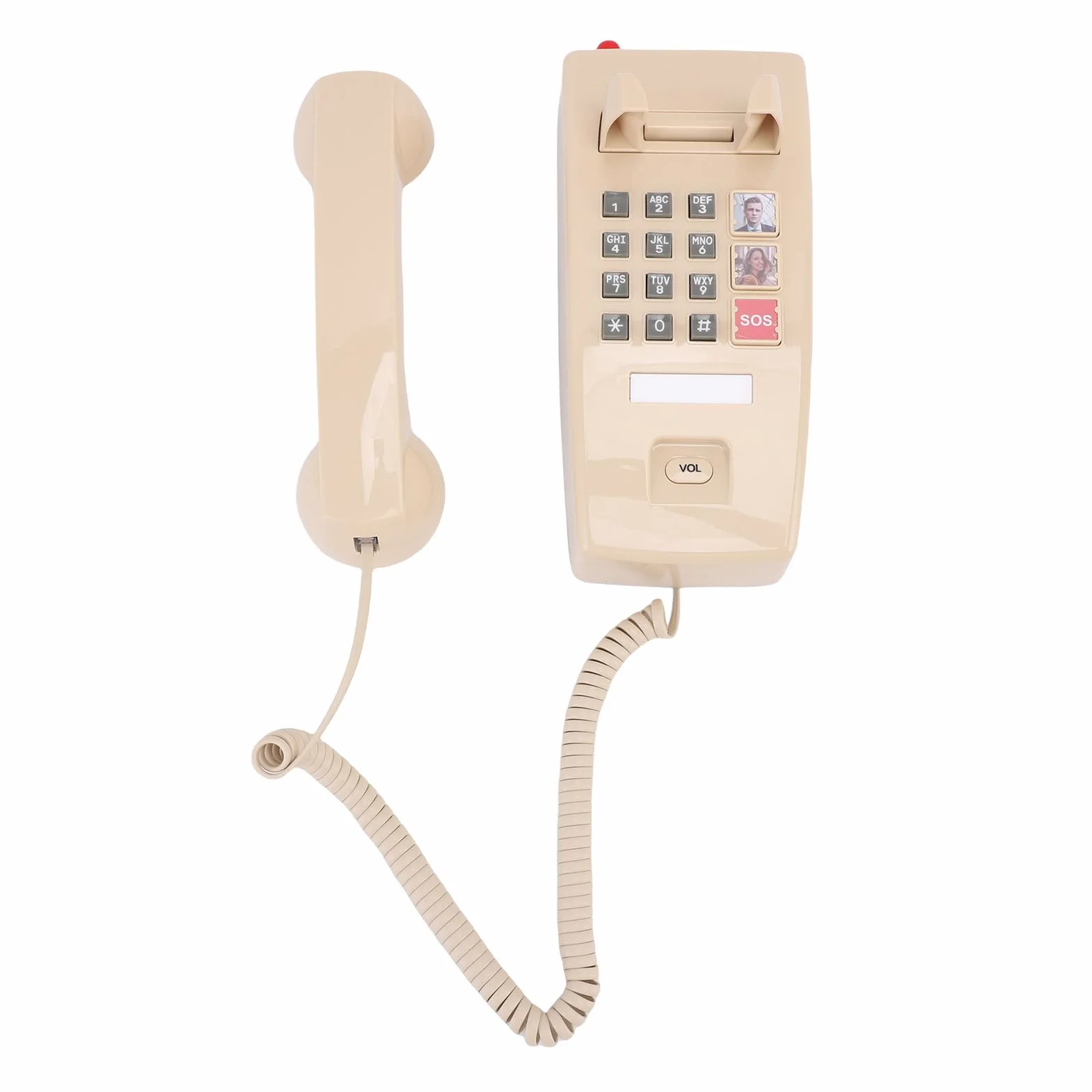 Telefon ścienny, Telefon Stacjonarny z regulacją Głośności Retro z Jednym Kliknięciem Wybieranie Rodzinne w Domu Szkoła Biuro Kuchnia Łatwa Obsługa Nie Wymaga ładowania Wskaźnik Stanu