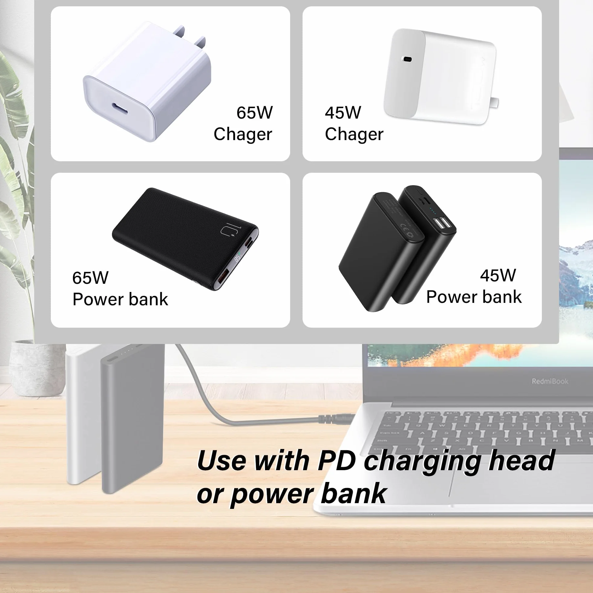 GINTOOYUN Kabel do ładowania USB typu C na DC 9 V, wejście USB-C męskie do DC5,5 x 2,5 mm, wtyczka kabel do ładowania, do routera, CCTV itp. (12 V)