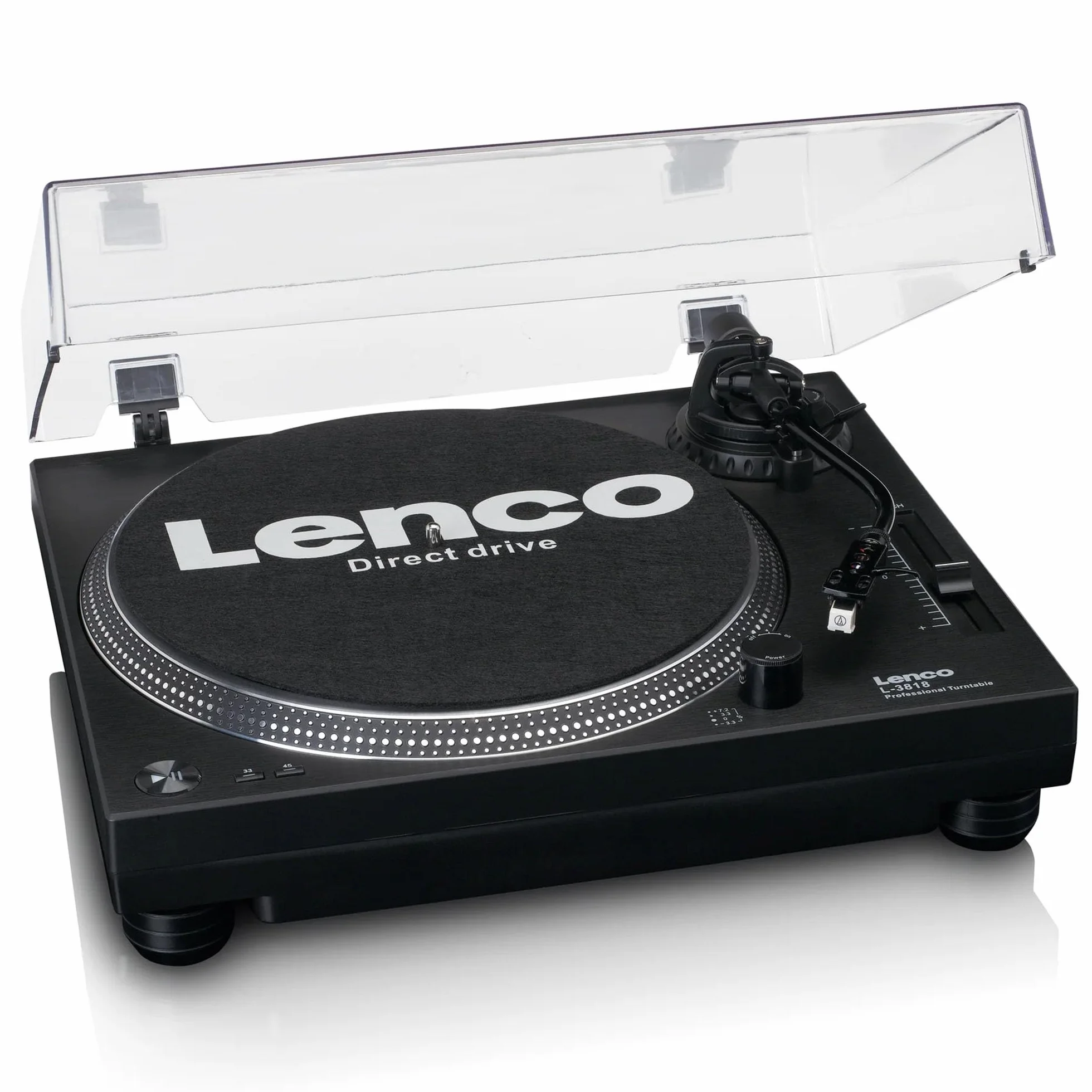 Lenco L-3818BK - gramofon - gramofon - odtwarzacz winylowy | L-3818 - Pitch Control - 33 i 45 obr./min - przedwzmacniacz stereo - USB - wyjście RCA