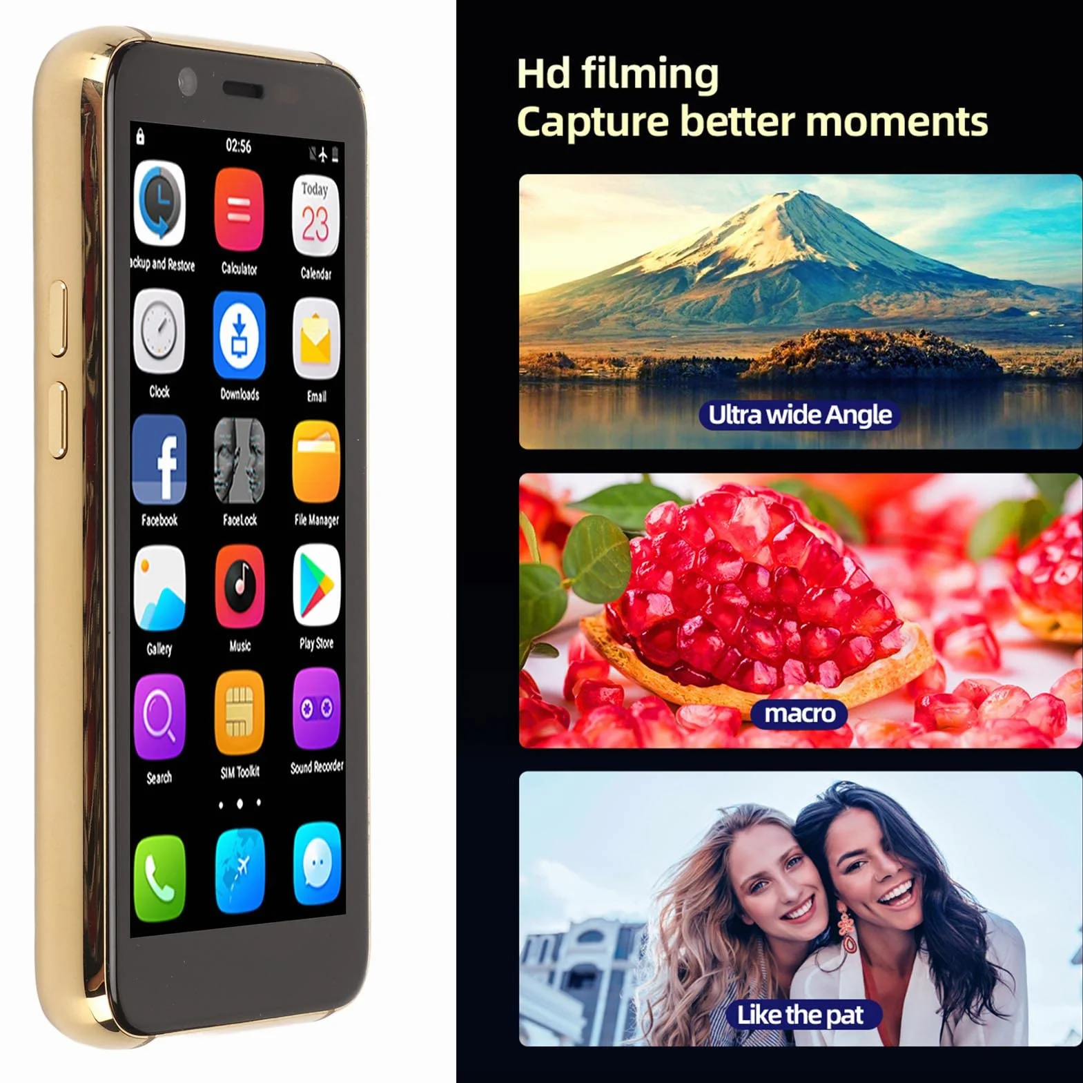 Mini Smartfon dla Dziecka, 3,5-calowy Ekran IPS Odblokowany Telefon Komórkowy, 3 GB + 32 GB, 2023 Nowe Prezenty na Telefony dla Dzieci (Niebieski)