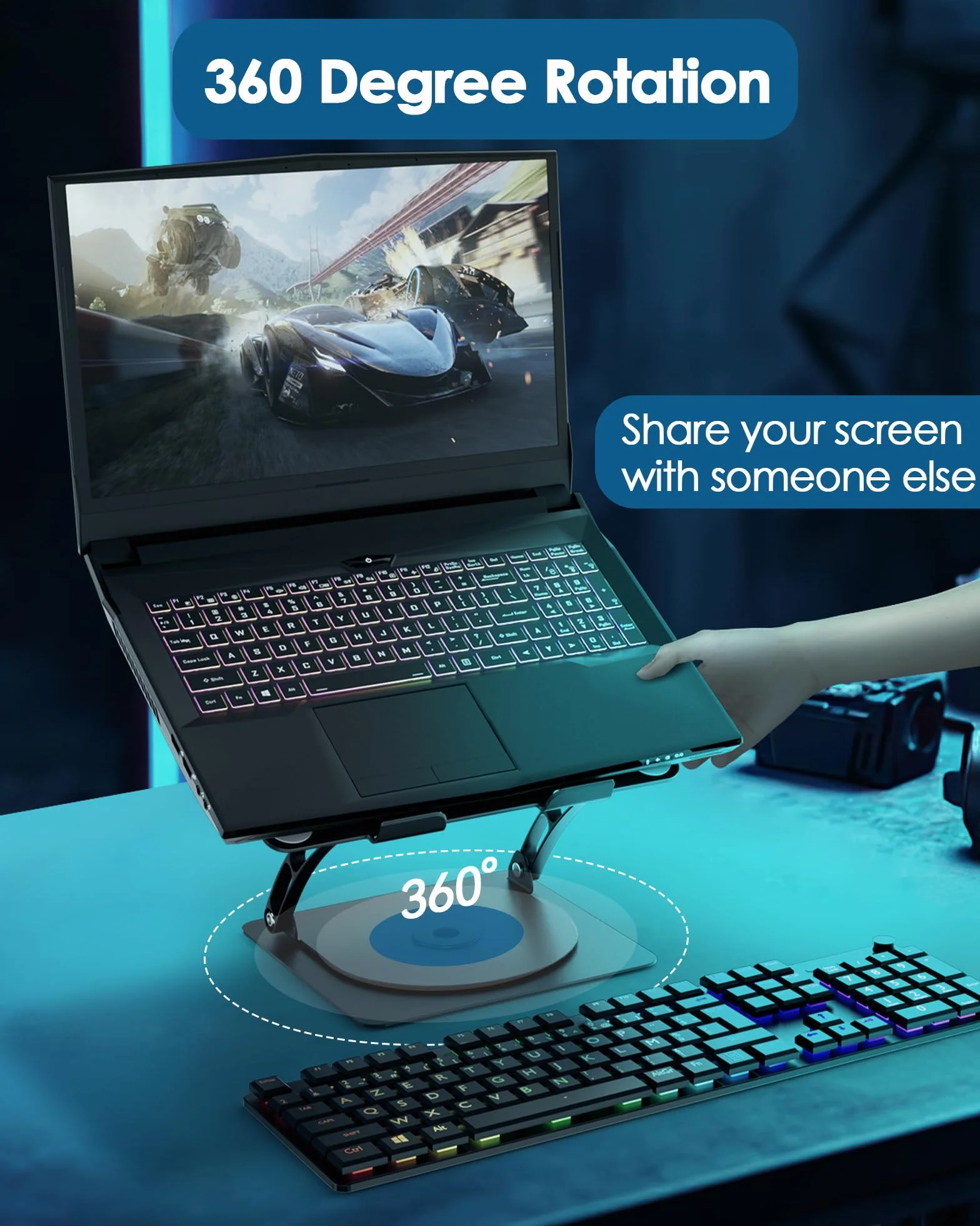 Stojak chłodzący do laptopa z 3-biegowym wentylatorem, T628G max czarny