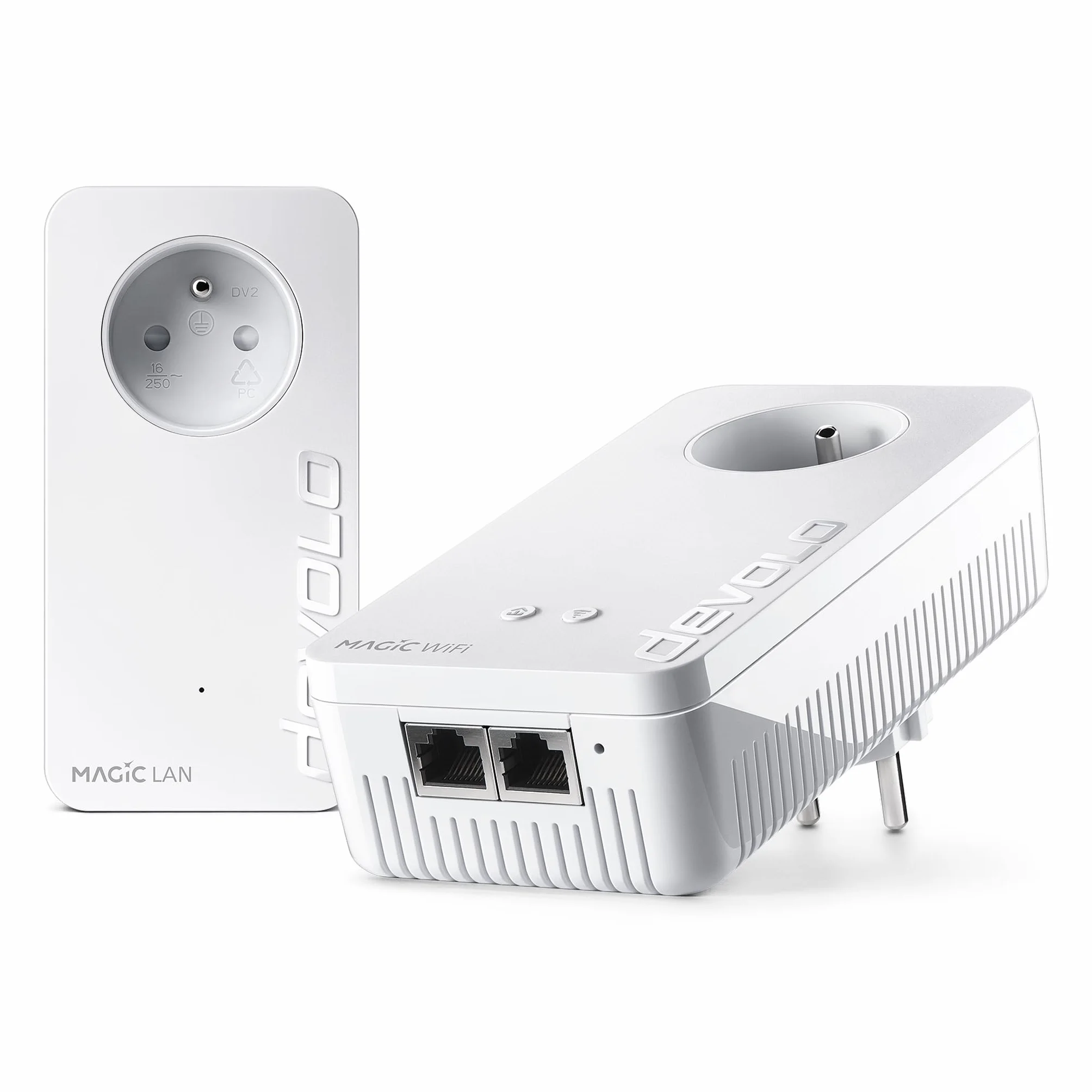 devolo Magic 2 WiFi 6 next Starter Kit, adapter Powerline Wi-Fi, do 3 000 Mbit/s przez Wi-Fi 6, gniazdkowy adapter Wi-Fi, 2x port Gigabit LAN, biały