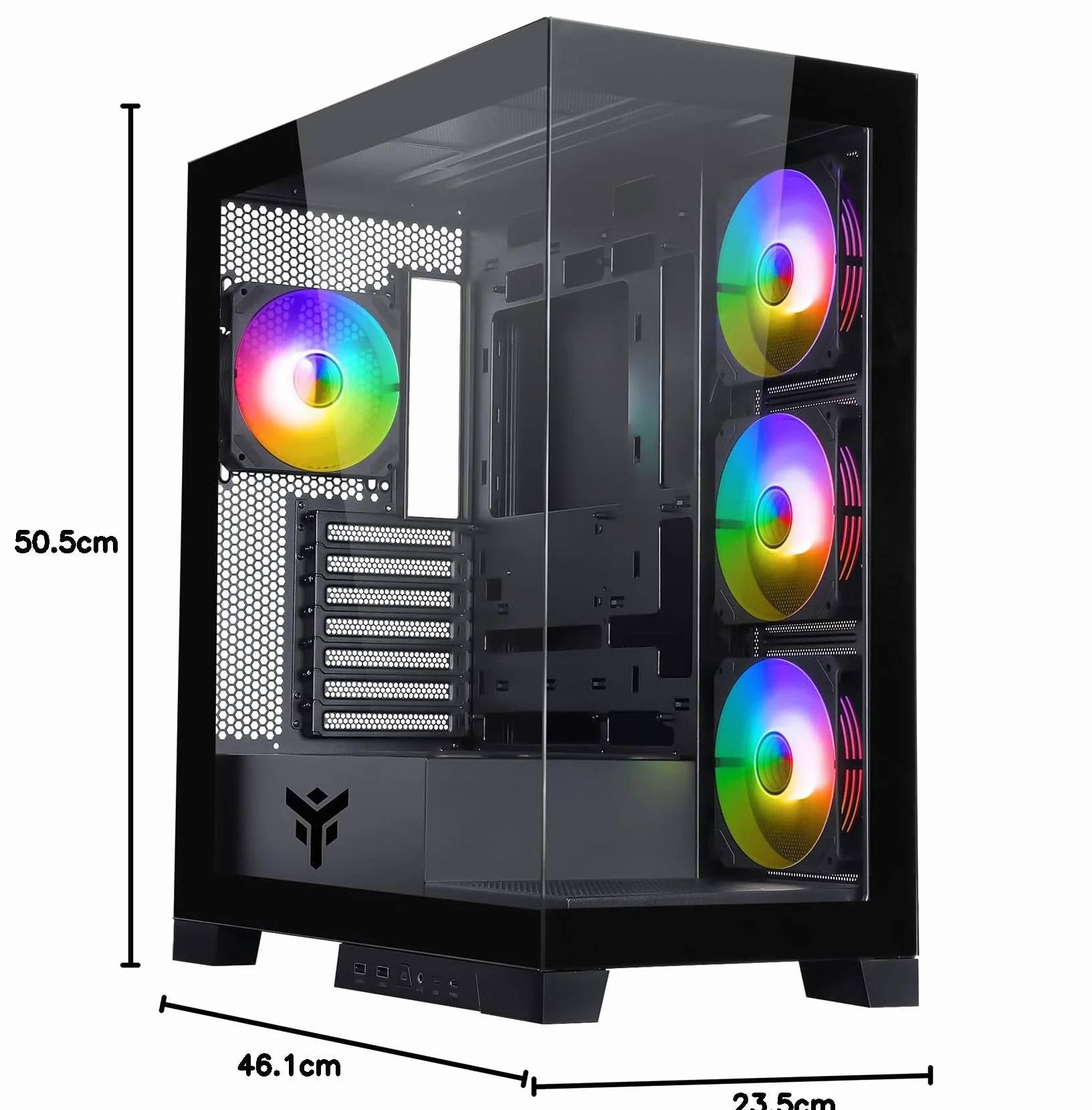 Itek Case SHOWBUI 45B - Gaming Tower, ATX, 4x12cm ARGB wentylator, 2xUSB3, Type-C, Side & Front Panel Temp Glass