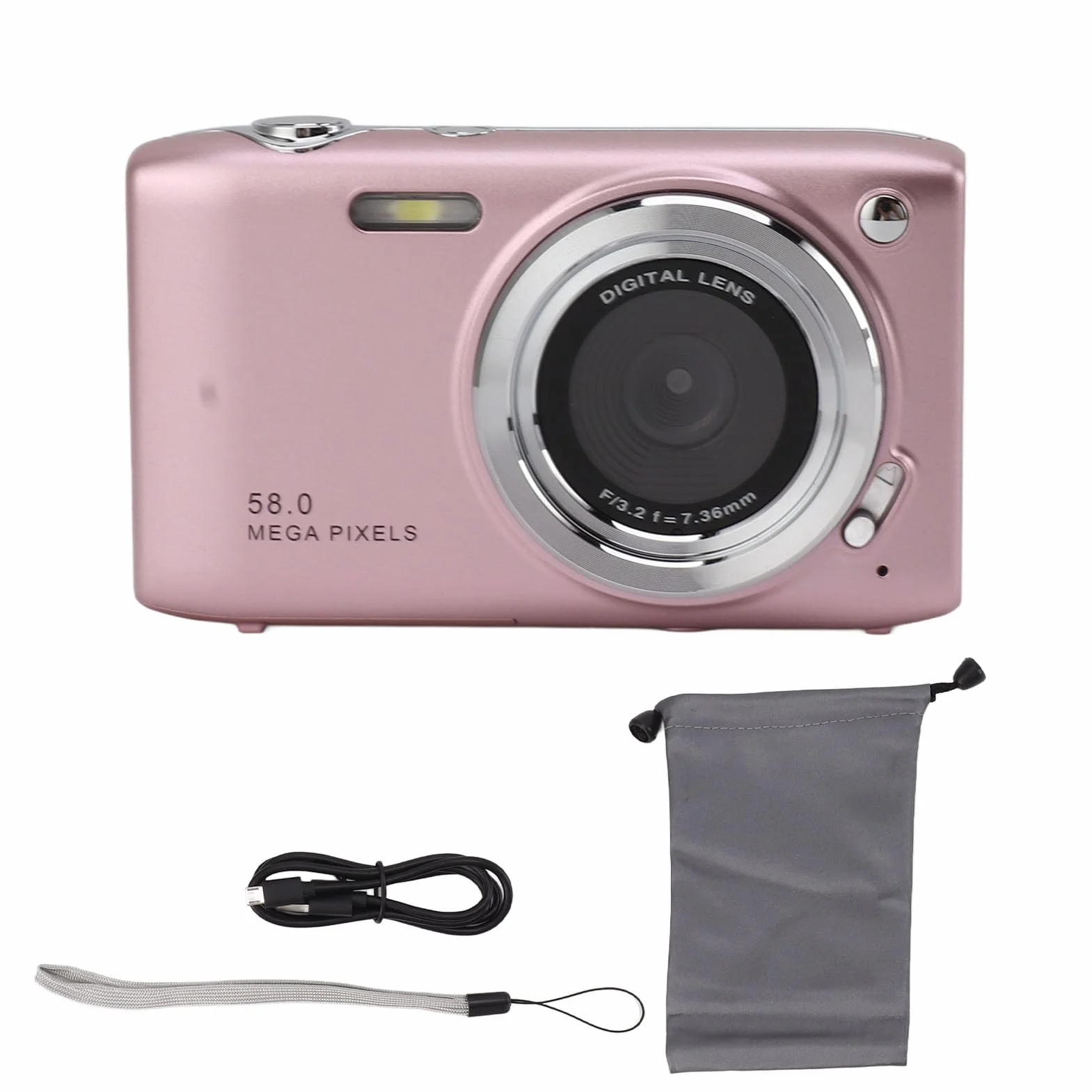 Aparat cyfrowy, 58 MP 4K Kamera do vlogowania z 16-krotnym zoomem i funkcją Anti Shake, mały podróżny dla nastolatków, dzieci, chłopców i dziewczynek (PINK)