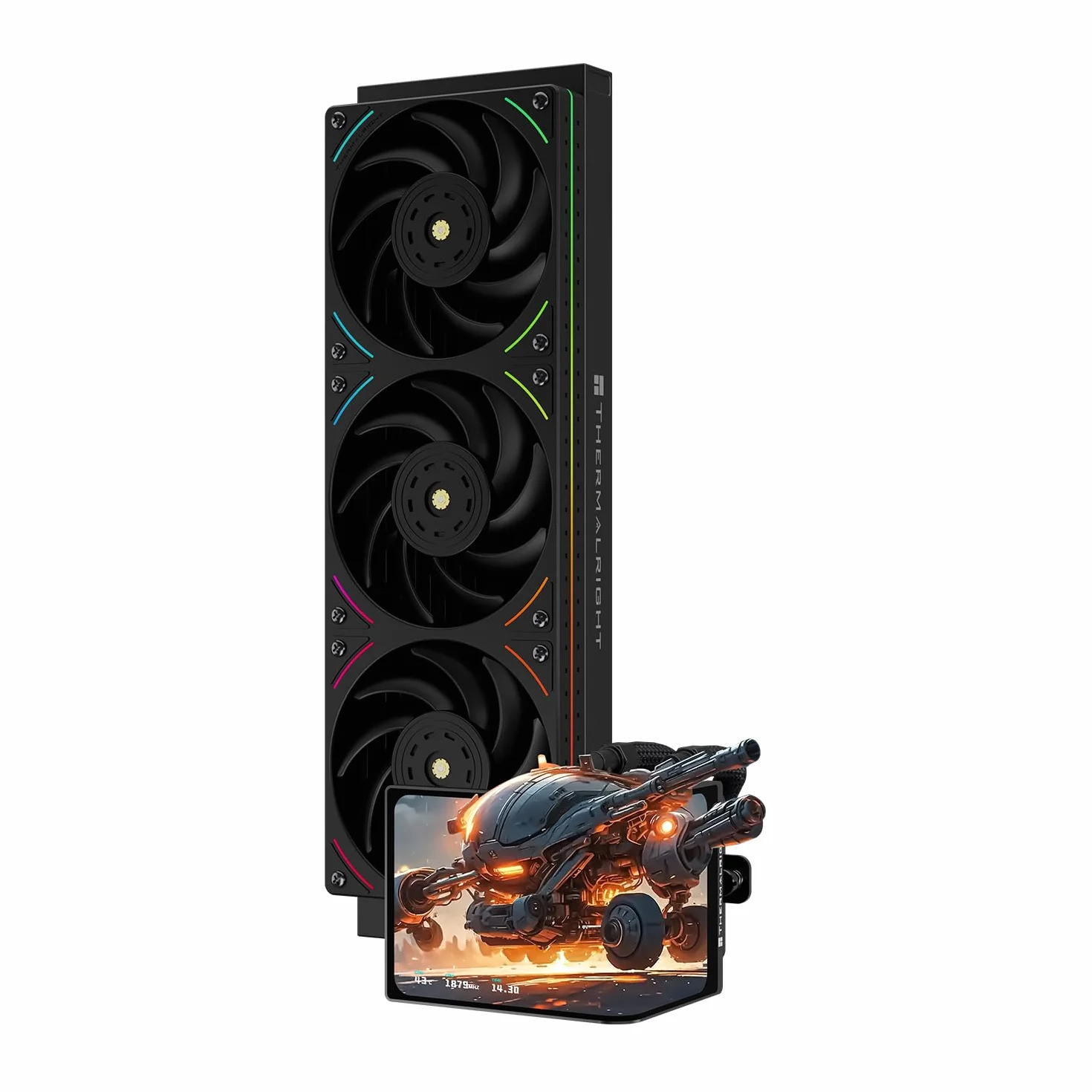 TR-Thermalright Levita Vision 360 UB ARGB Black chłodziarka cieczy do procesora, 6,67-calowy ekran 3D zakrzywiony o rozdzielczości 2400 x 1080 – magnetyczny, format obrazu 5,5:4,5, do AM5, LGA1851