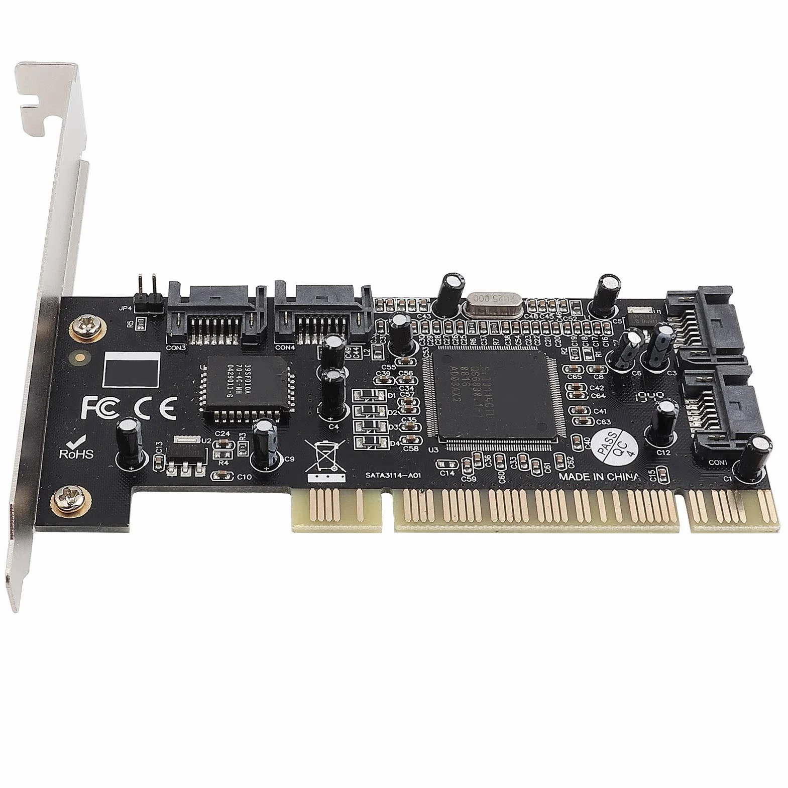 Kontroler RAID, chipset PCI Sil3114 do 4 wewnętrznych portów SATA, 1 5-pinowa karta Raid PCI-to-SATA, adapter Gb/s, chipset kart Raid z obsługą dysków twardych
