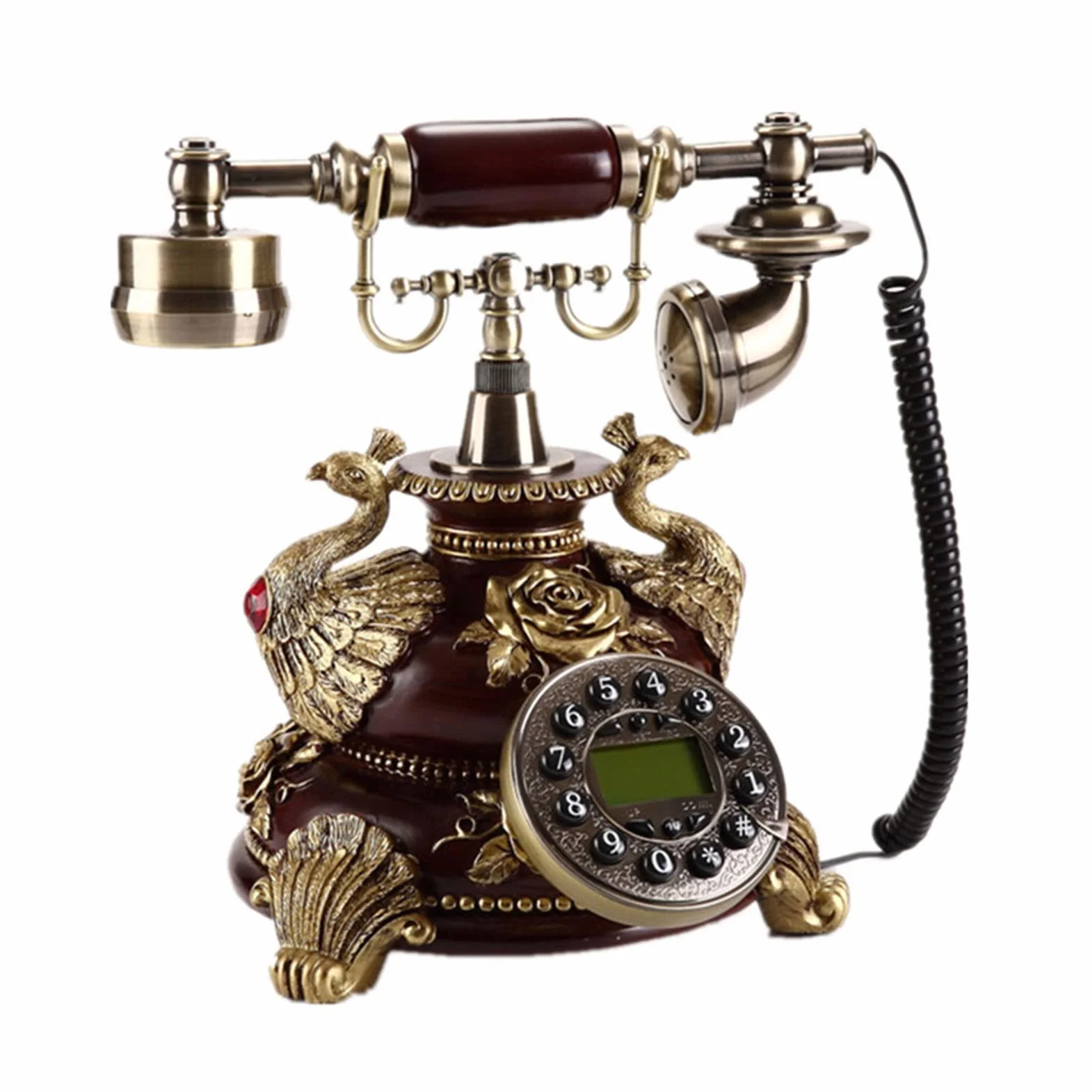 Antyczny telefon Zabytkowy telefon stacjonarny Retro Słuchawka przewodowa Staromodne telefony domowe Telefon domowy i biurowy