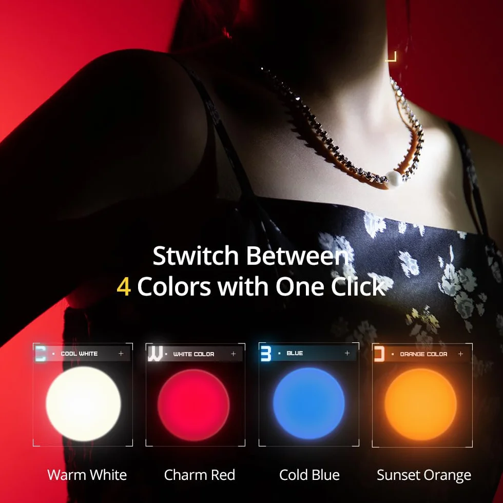 AMBITFUL Ręczna latarka fotograficzna LED, 4 kolory, przenośny reflektor fotograficzny z 20 gobo, 8400 mAh stop aluminium ładowalne światło wypełniające, wideo, tworzenie treści